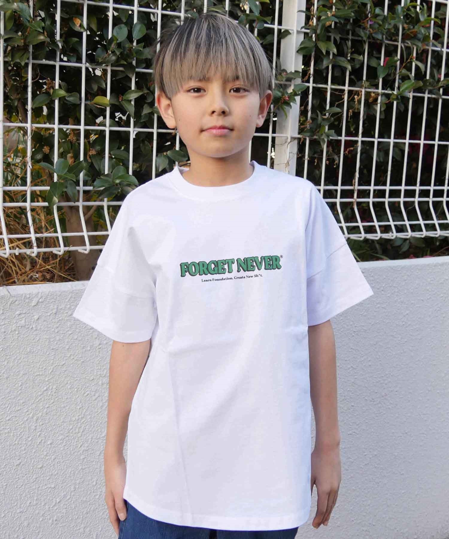 FORGET NEVER フォーゲットネバー キッズ 半袖 Tシャツ バックプリント ムラサキスポーツ限定 242OO3ST208FN(WHT-130cm)