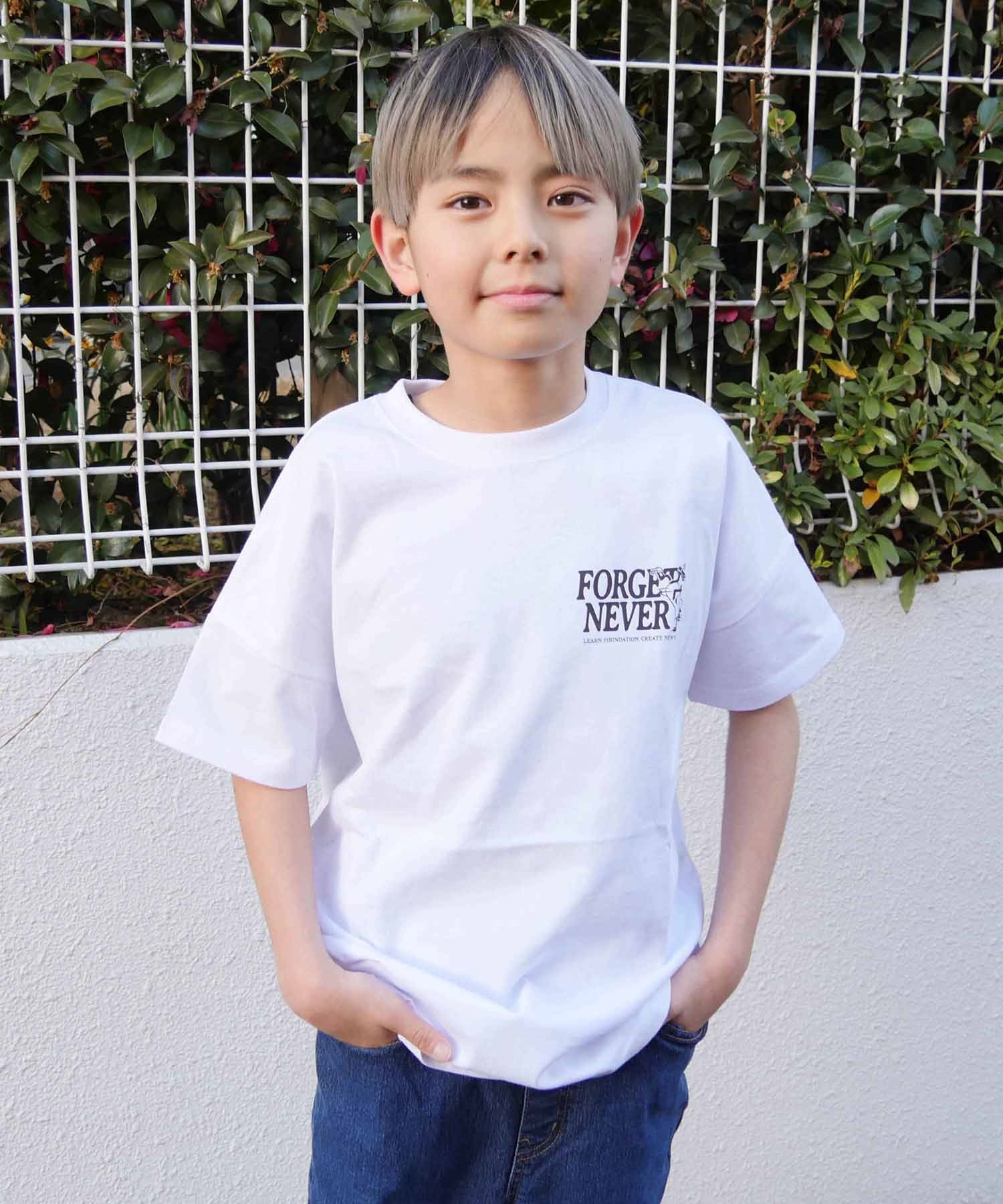 【マトメガイ対象】FORGET NEVER フォーゲットネバー キッズ 半袖 Tシャツ バックプリント ムラサキスポーツ限定 242OO3ST209FN(WHT-130cm)