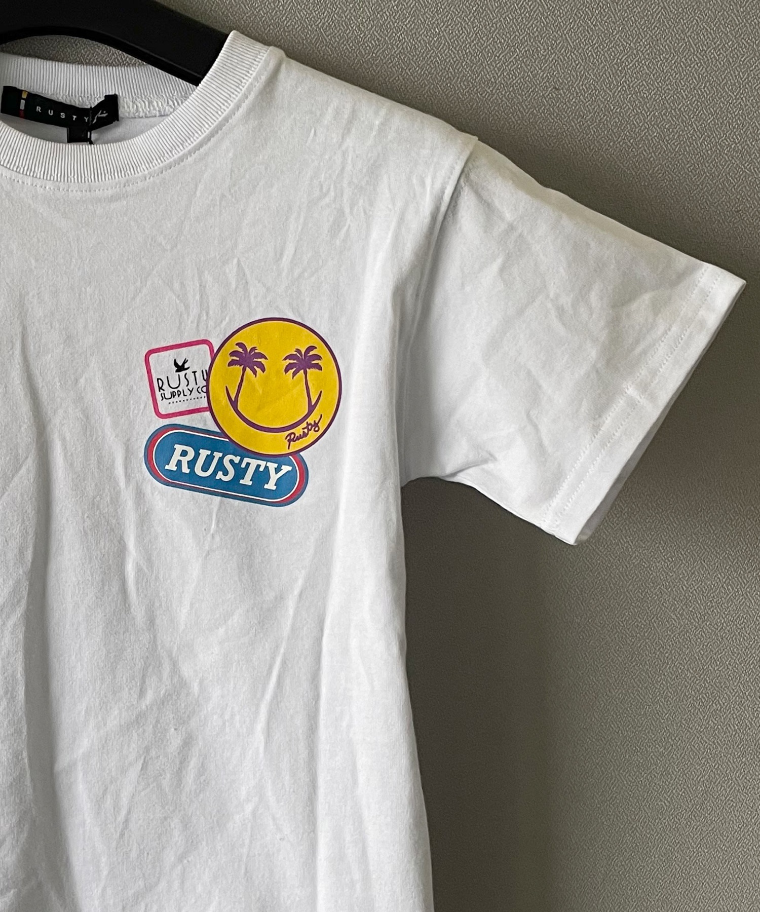 RUSTY ラスティー キッズ Tシャツ 半袖 バックプリント ワッペン刺繍 964502(BLK-130cm)