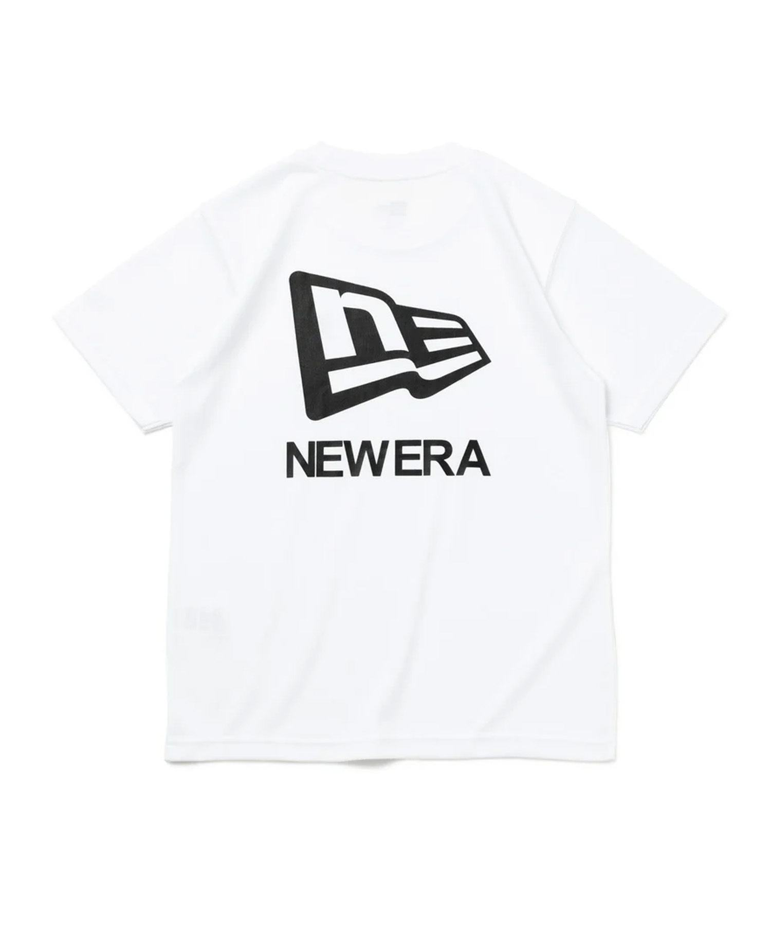 NEW ERA ニューエラ キッズ Youth 半袖 テック Tシャツ Flag and Wordmark ホワイト バックプリント 吸汗速乾 UVカット 14111846(WHI-130cm)