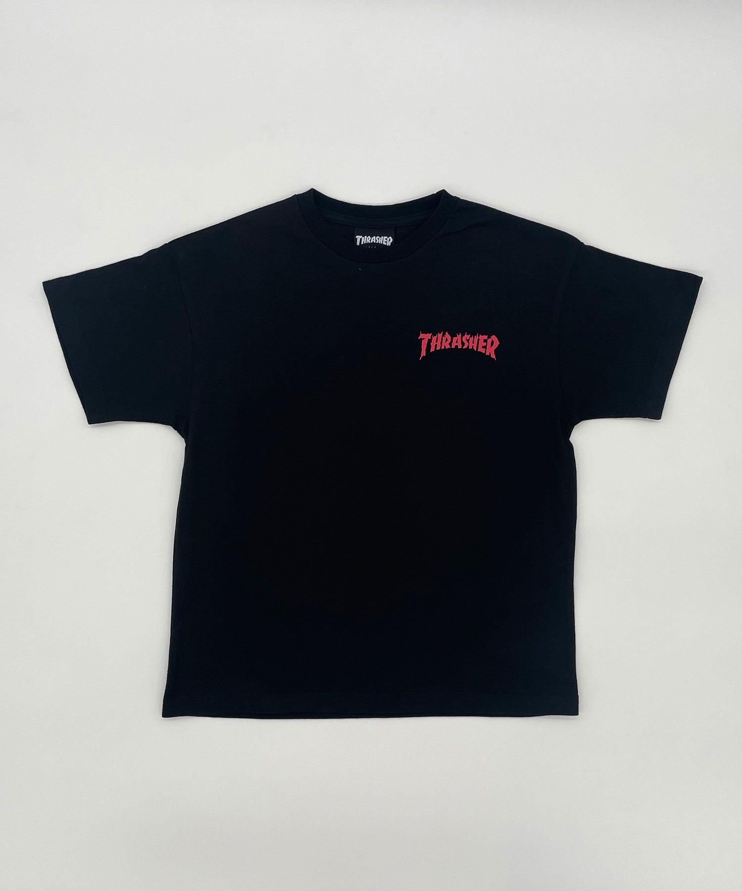 THRASHER スラッシャー キッズ Tシャツ 半袖 バックプリント 親子コーデ DESI NECKFACE INVERT T 24P471-42(BK-130cm)