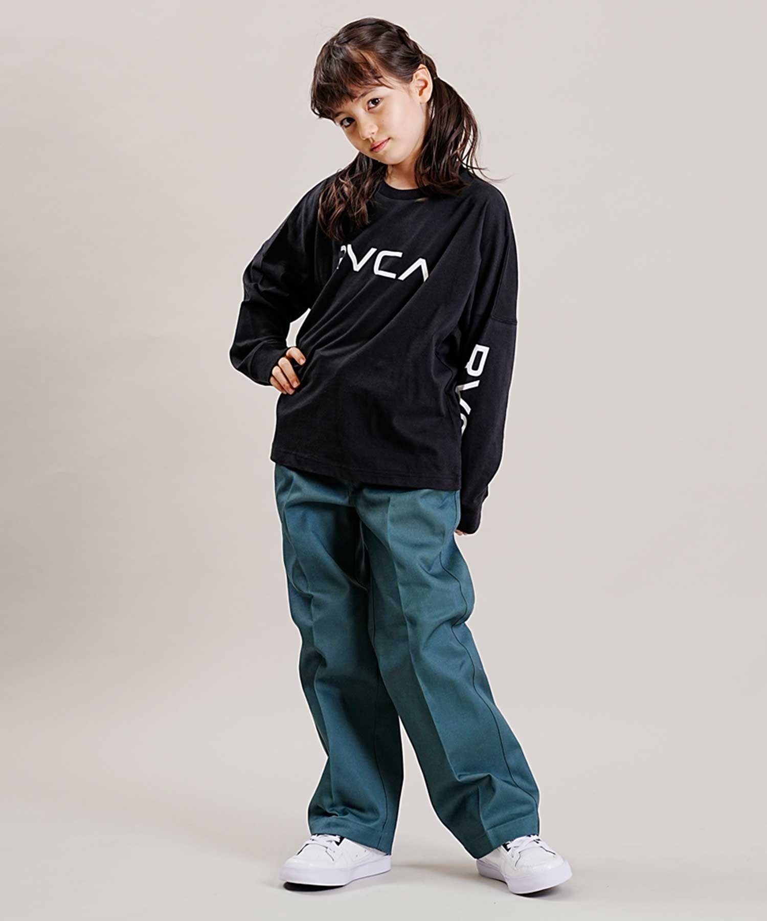 RVCA/ルーカ RVCA BALANCE LT キッズ ジュニア 長袖 Tシャツ ロンT 背中 腕 ロゴ BD046-064(BLK-130cm)