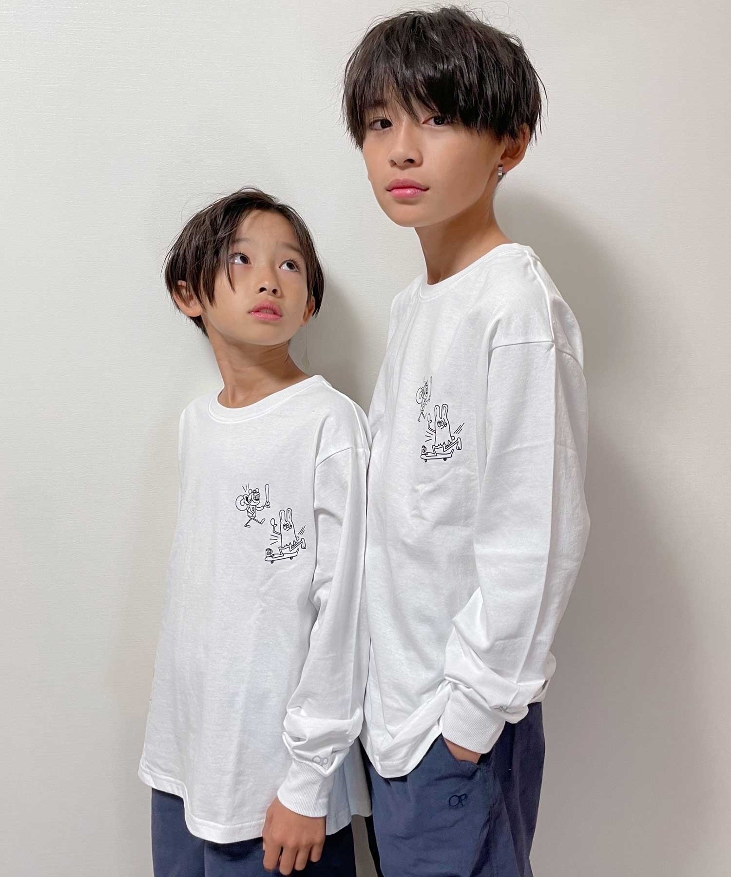 OP/オーピー キッズ ジュニア 長袖 Tシャツ ロンT DTEE 583073 RIY コラボレーション(WHT-100cm)