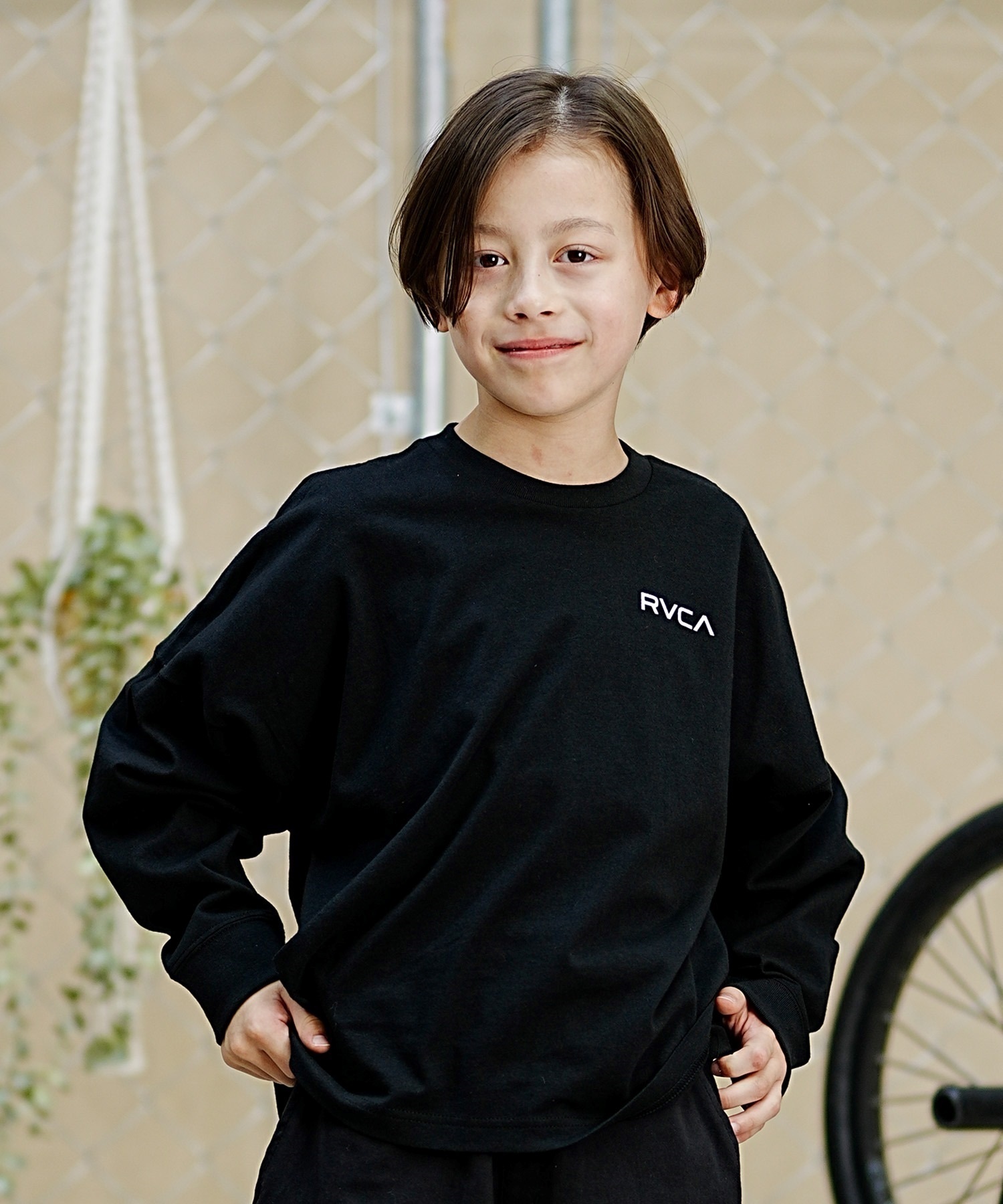 RVCA ルーカ キッズ ロングTシャツ ロンT バンダナ柄 130cm?160cm BE045-058(BLK-130cm)