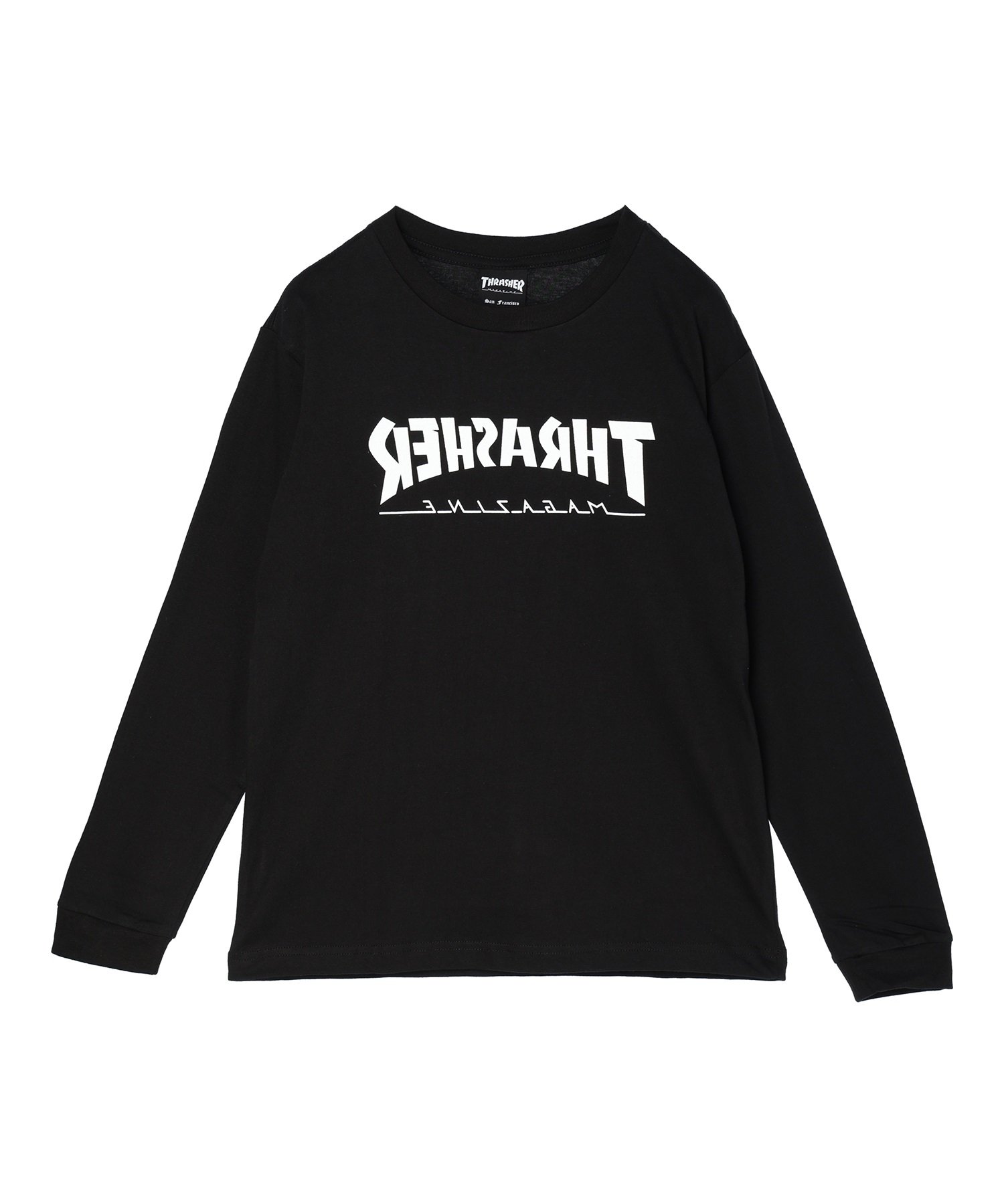 THRASHER スラッシャー LOGO MAGAZINE MIRROR LOGO 23A460-42 キッズ 長袖Tシャツ(WT-130)