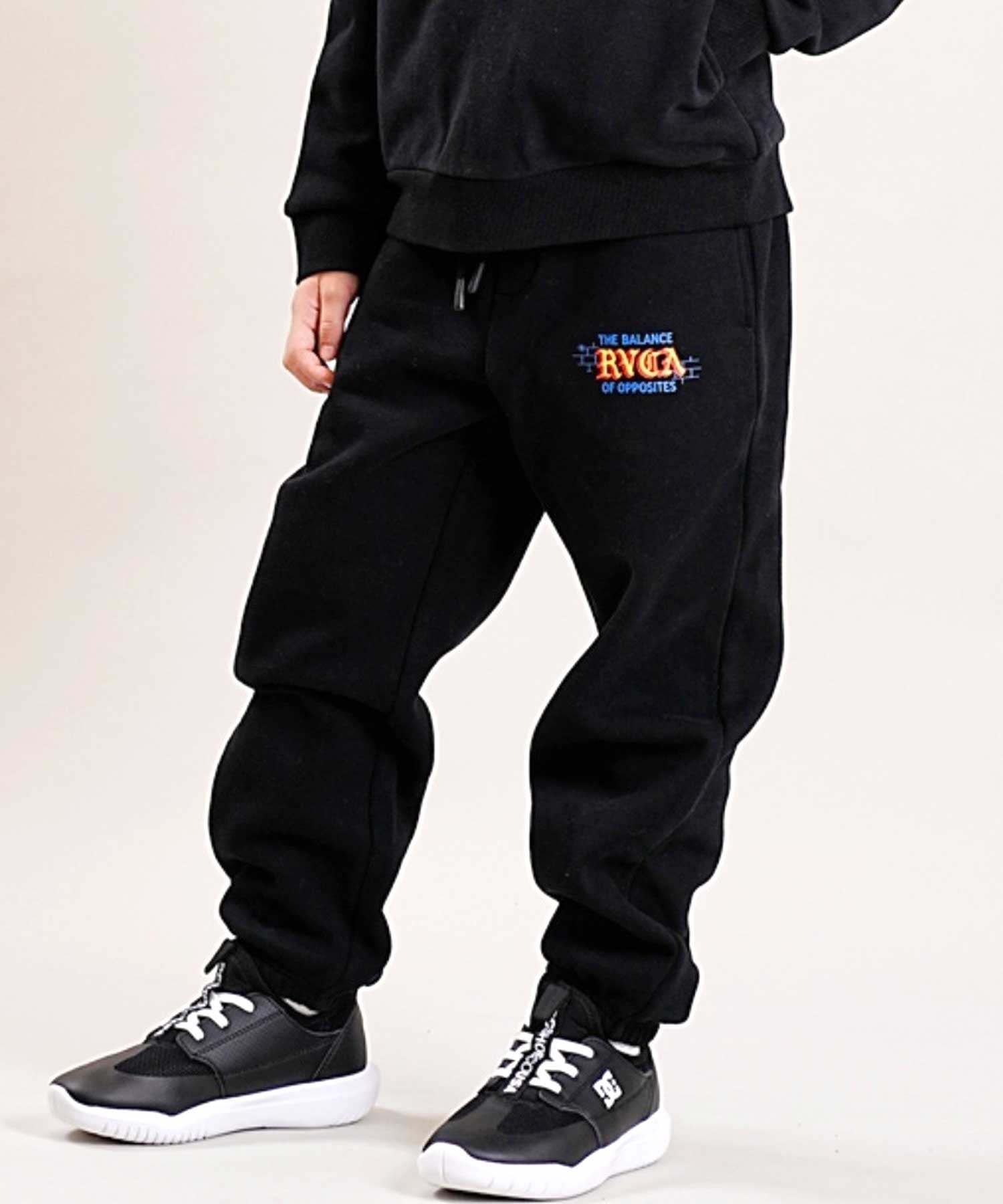 RVCA/ルーカ SCRIPT PANT キッズ ジュニア スウェットボトム ロング パンツ BD046-741(BLK-130cm)