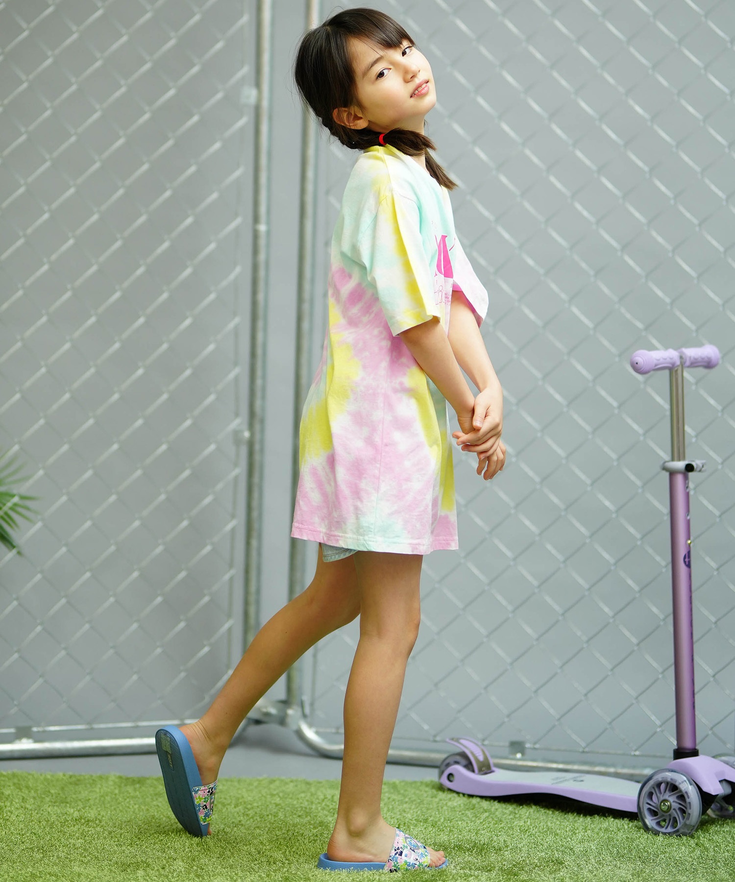 ROXY ロキシー キッズ Tシャツワンピース 半袖 タイダイ TDR242053