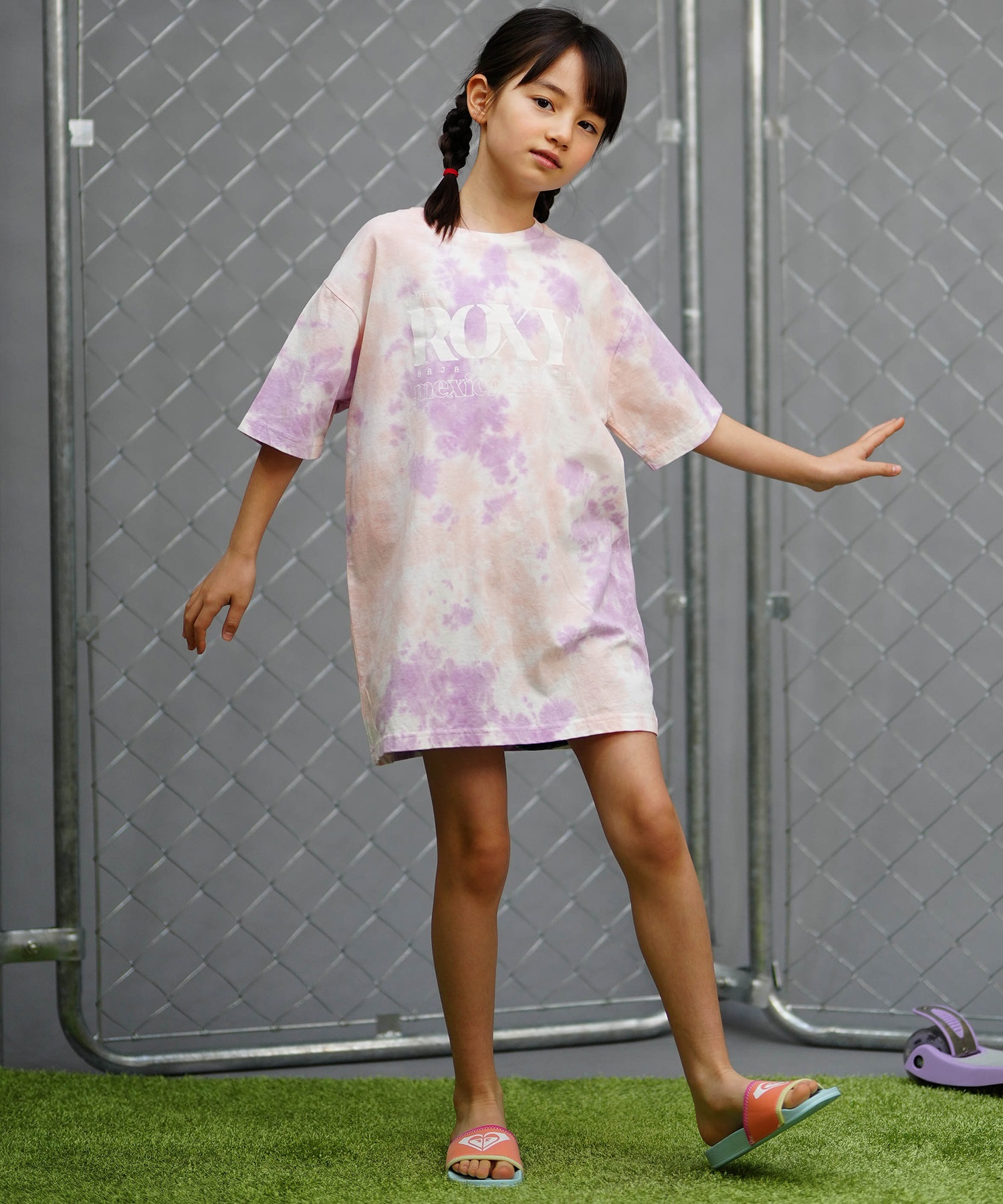 ROXY ロキシー キッズ Tシャツワンピース 半袖 タイダイ TDR242053