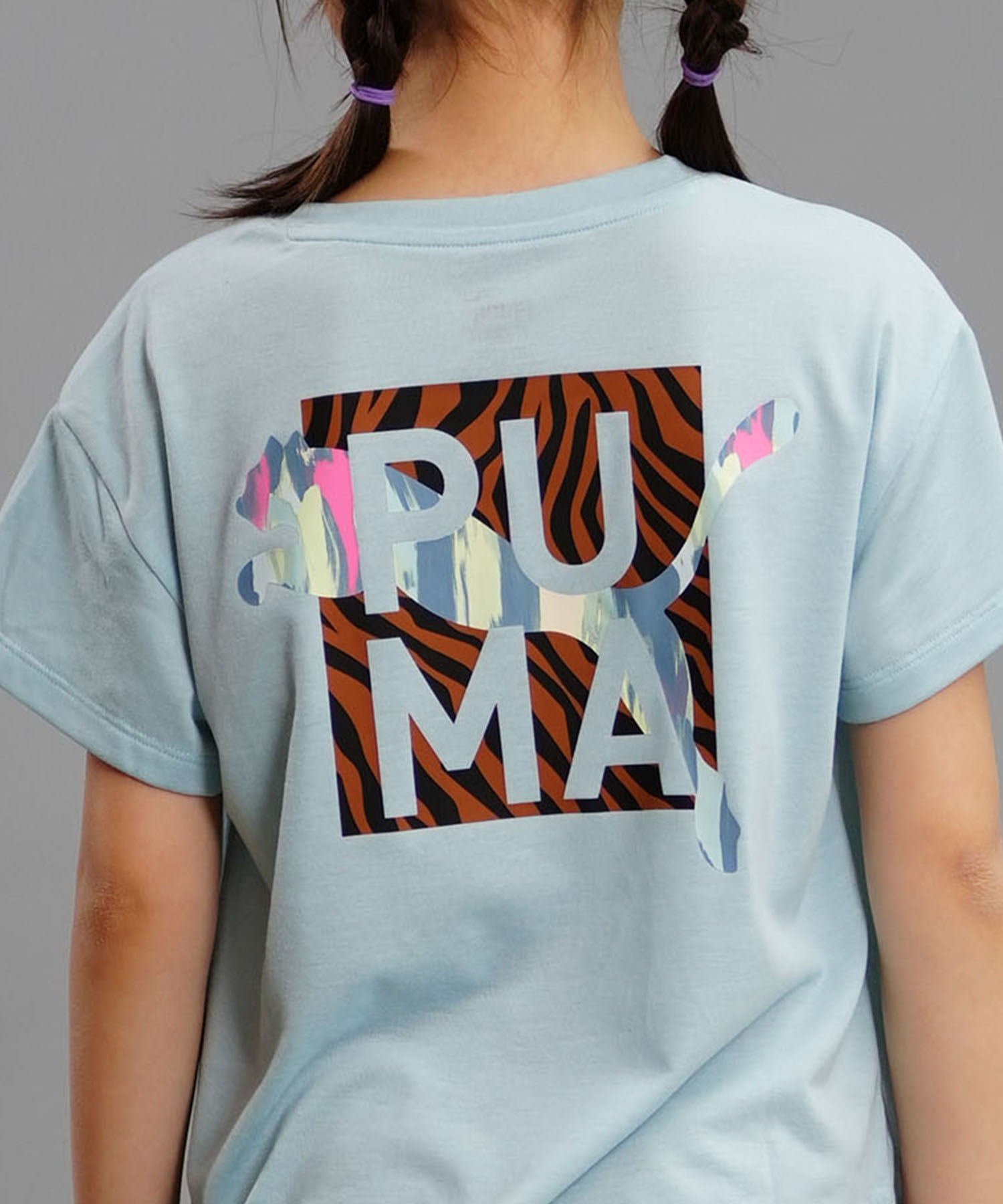 PUMA プーマ ANIMAL REMIX ボーイフレンド キッズ 半袖 Tシャツ ガールズ バックプリント 681356(01-120cm)