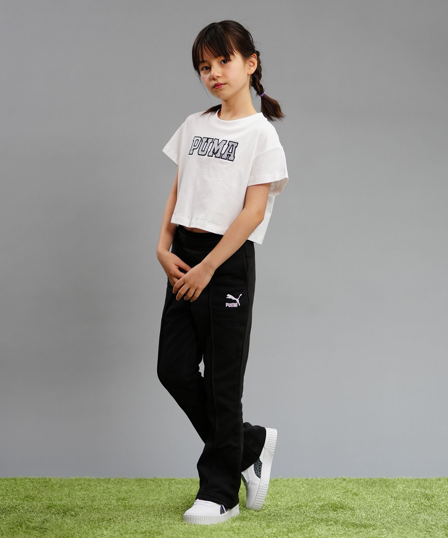 PUMA プーマ GRAPHICS DANCING QUEEN キッズ 半袖 Tシャツ ガールズ ショート丈 ロゴ 625653(50-128cm)