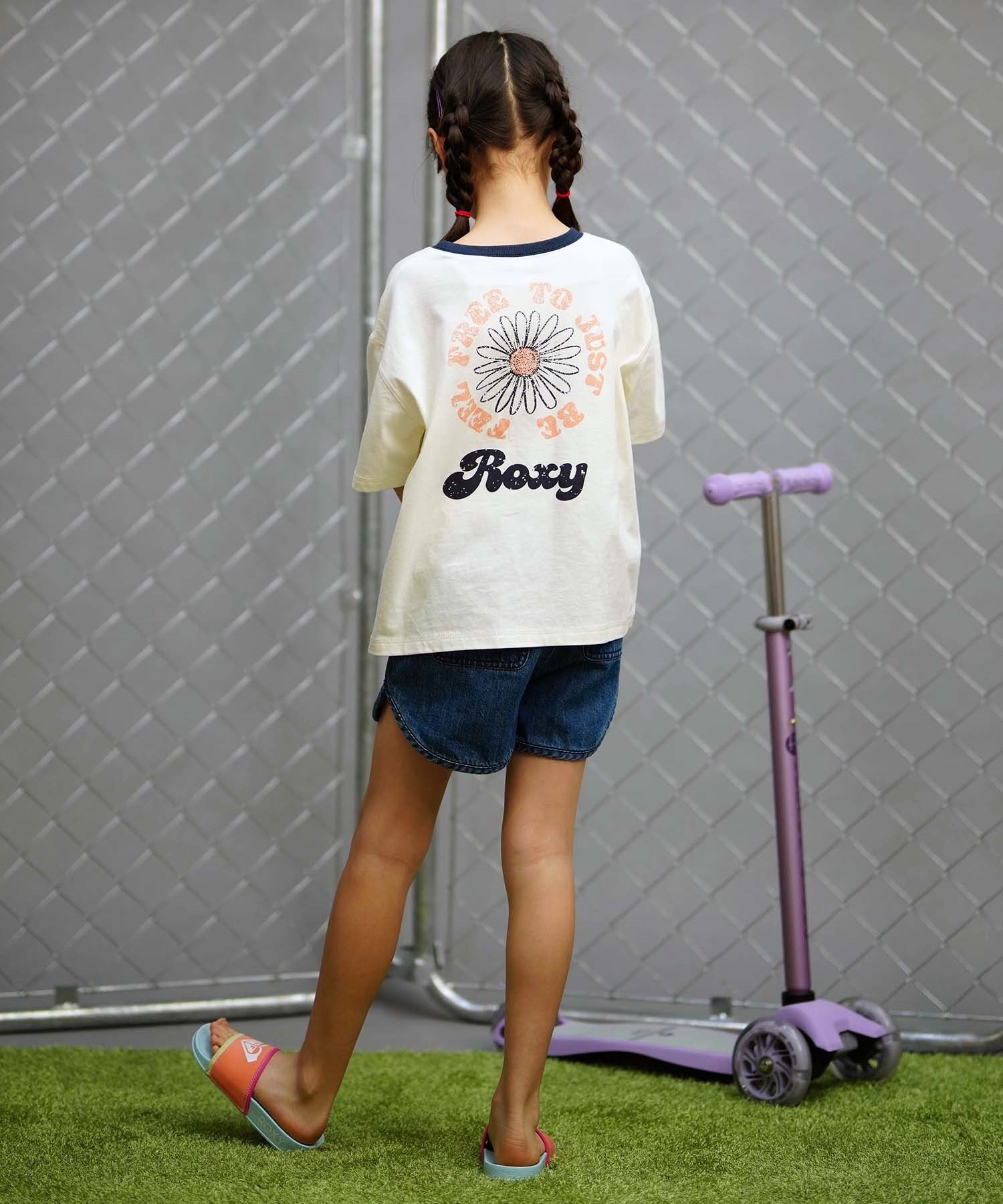 ROXY ロキシー MINI FEEL FREE ミニ フィール フリー キッズ Tシャツ 親子コーデ TST241117(BGR-130cm)