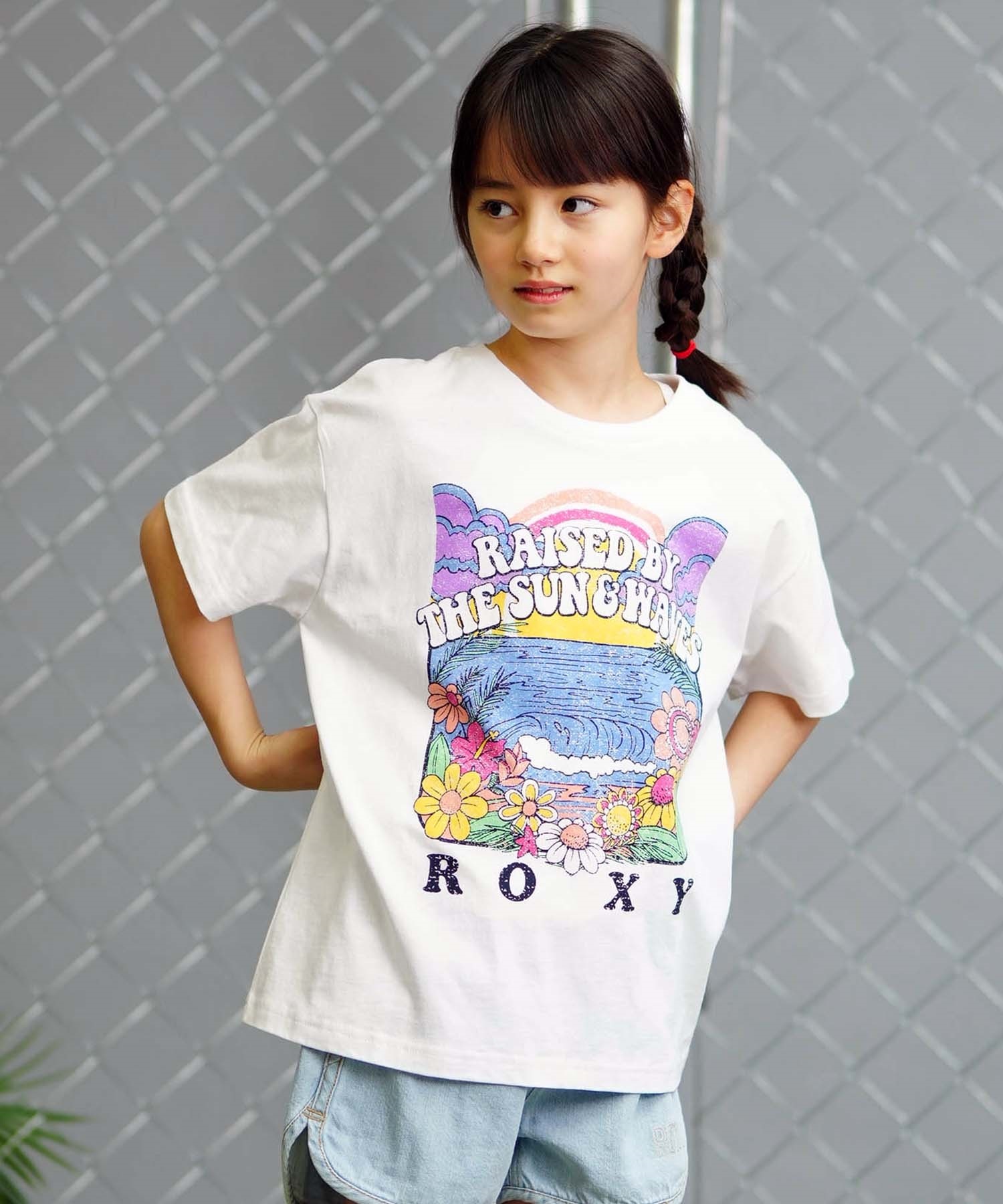 【クーポン対象】ROXY ロキシー MINI OUT OF SPACE ミニアウトオブスペース キッズ Tシャツ タイダイ柄 TST241120(WHT-130cm)