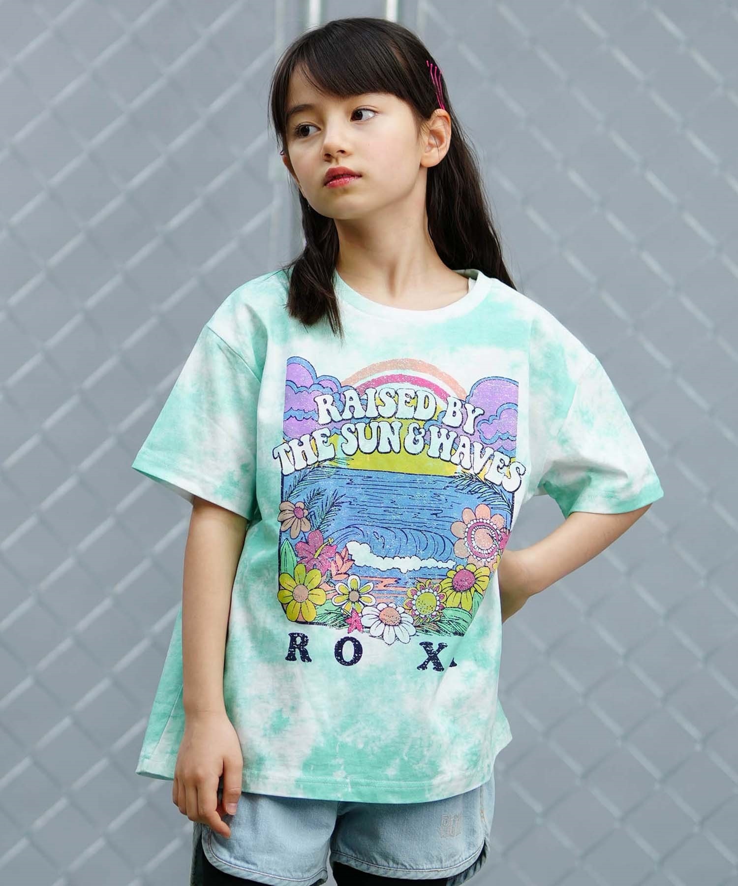 ROXY ロキシー MINI OUT OF SPACE ミニアウトオブスペース キッズ Tシャツ タイダイ柄 TST241120(APR-130cm)