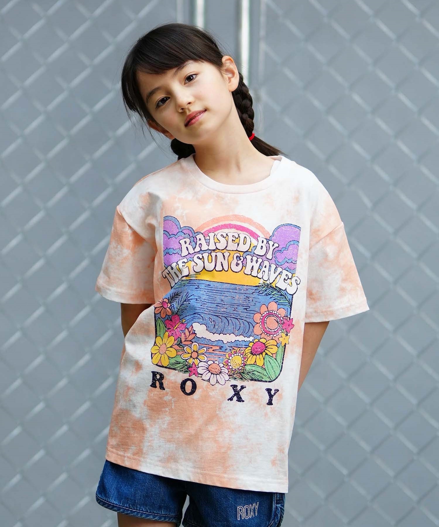 ROXY ロキシー MINI OUT OF SPACE ミニアウトオブスペース キッズ Tシャツ タイダイ柄 TST241120(APR-130cm)