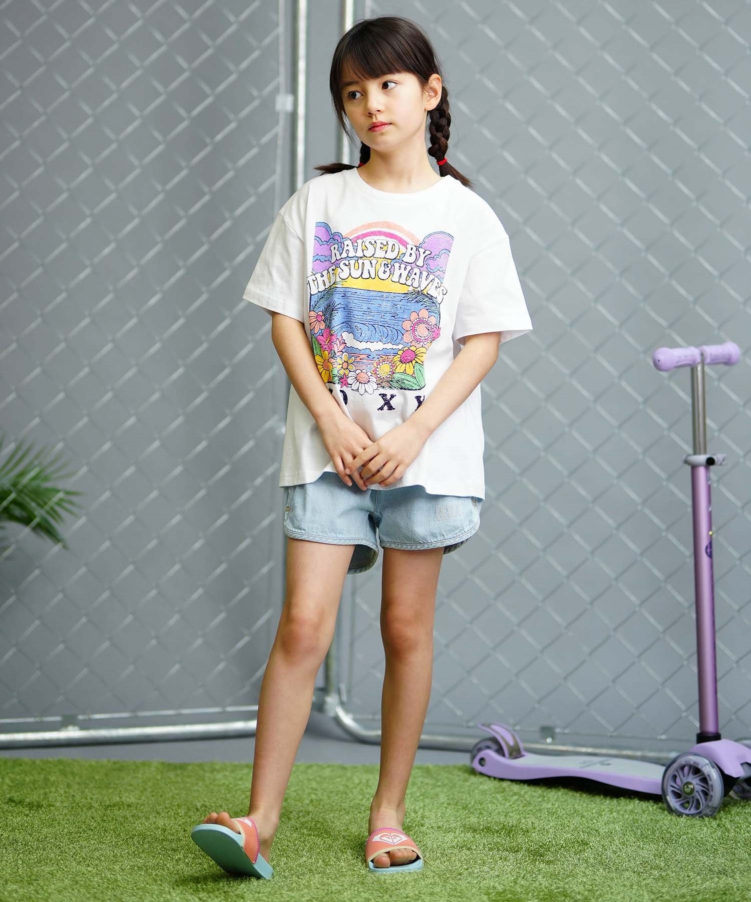 ROXY ロキシー MINI OUT OF SPACE ミニアウトオブスペース キッズ Tシャツ タイダイ柄 TST241120(APR-130cm)