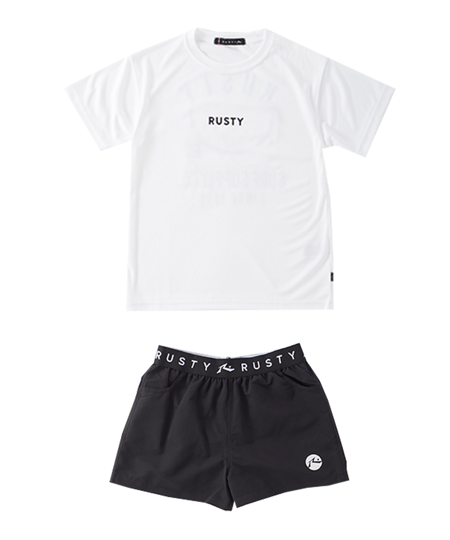 RUSTY ラスティー 水着 キッズ 4点セット セパレートタイプ タンクトップ 半袖 Tシャツ ショートパンツ 964806(KHA-130cm)