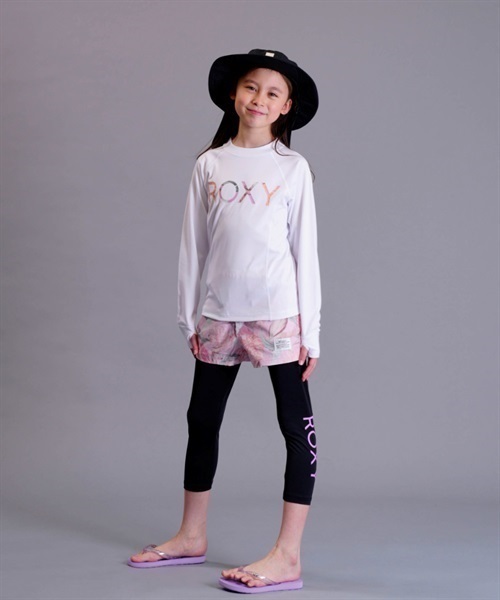 ROXY ロキシー MINI MERMAID LOGO L/S TLY231107 キッズ ユース ガールズ ラッシュガード 長袖 UVカット 速乾 KX1 E18(BKWT-130cm)