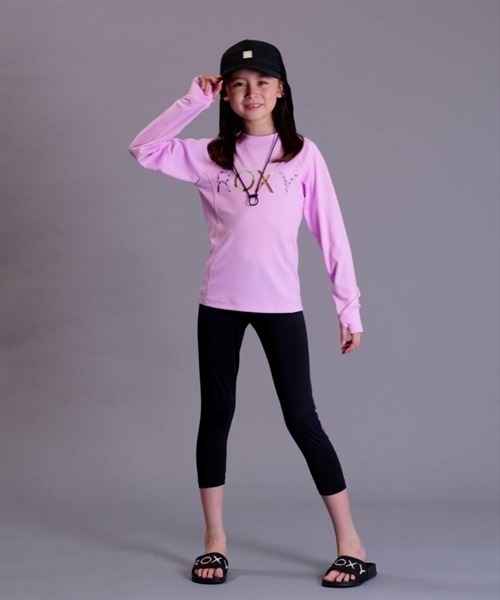 ROXY ロキシー MINI MERMAID LOGO L/S TLY231107 キッズ ユース ガールズ ラッシュガード 長袖 UVカット 速乾 KX1 E18(WT-130cm)