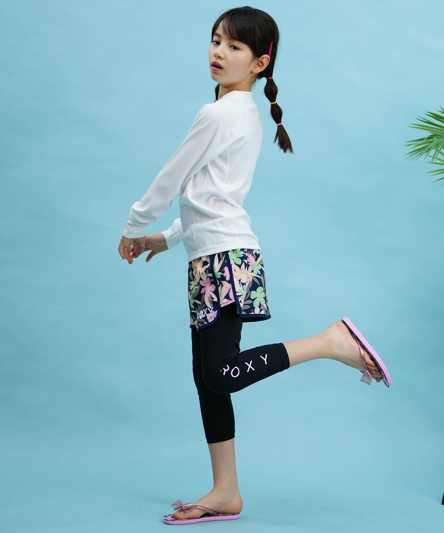 ROXY ロキシー らい☆さま ROXY ロキシー キッズ ラッシュガード レギンス ロゴ プリント UV