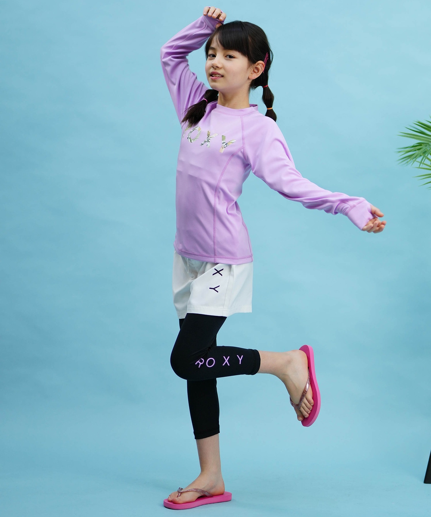 ROXY ロキシー キッズ ラッシュガード レギンス ロゴ プリント UV
