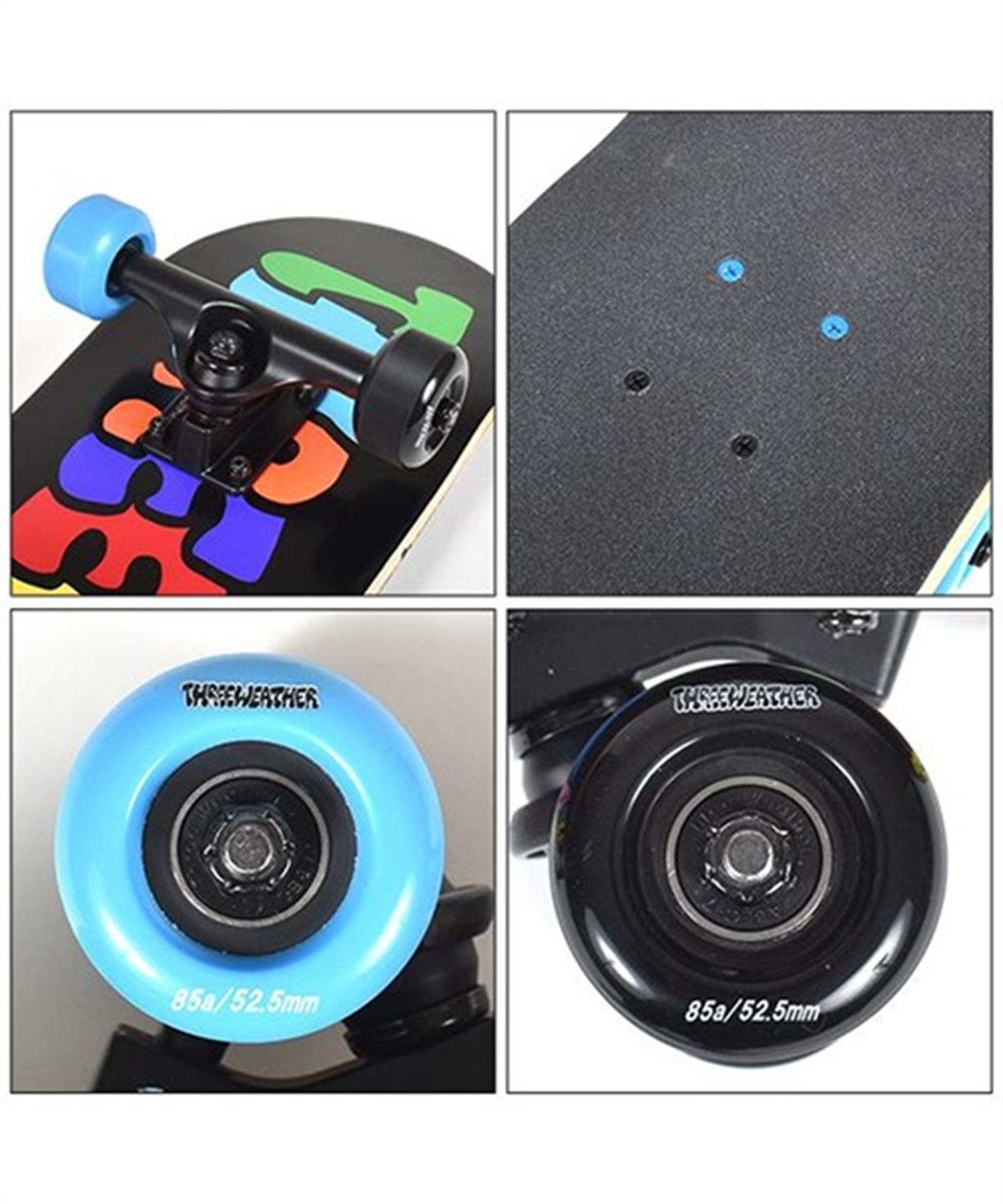 キッズ スケートボード コンプリートセット THREE WEATHER スリーウェザー SBMR2206 JJ E31(BK-7.4inch)