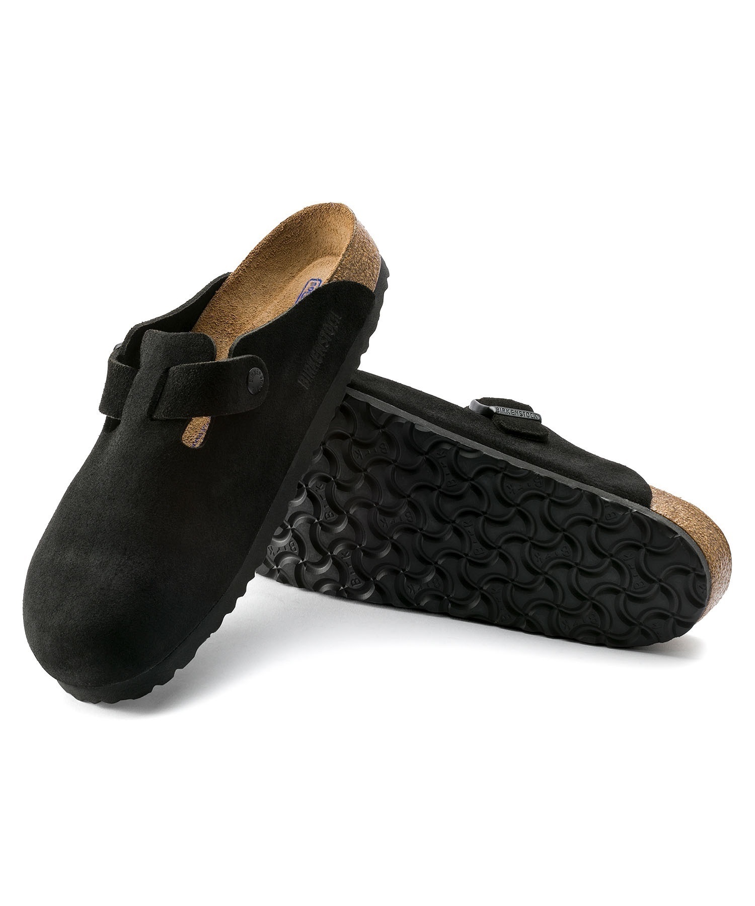 BIRKENSTOCK ビルケンシュトック Boston SFB Suede ボストン ソフトフットベッド スウェード メンズ サンダル コルク レギュラー幅(BLACK-26.0cm)