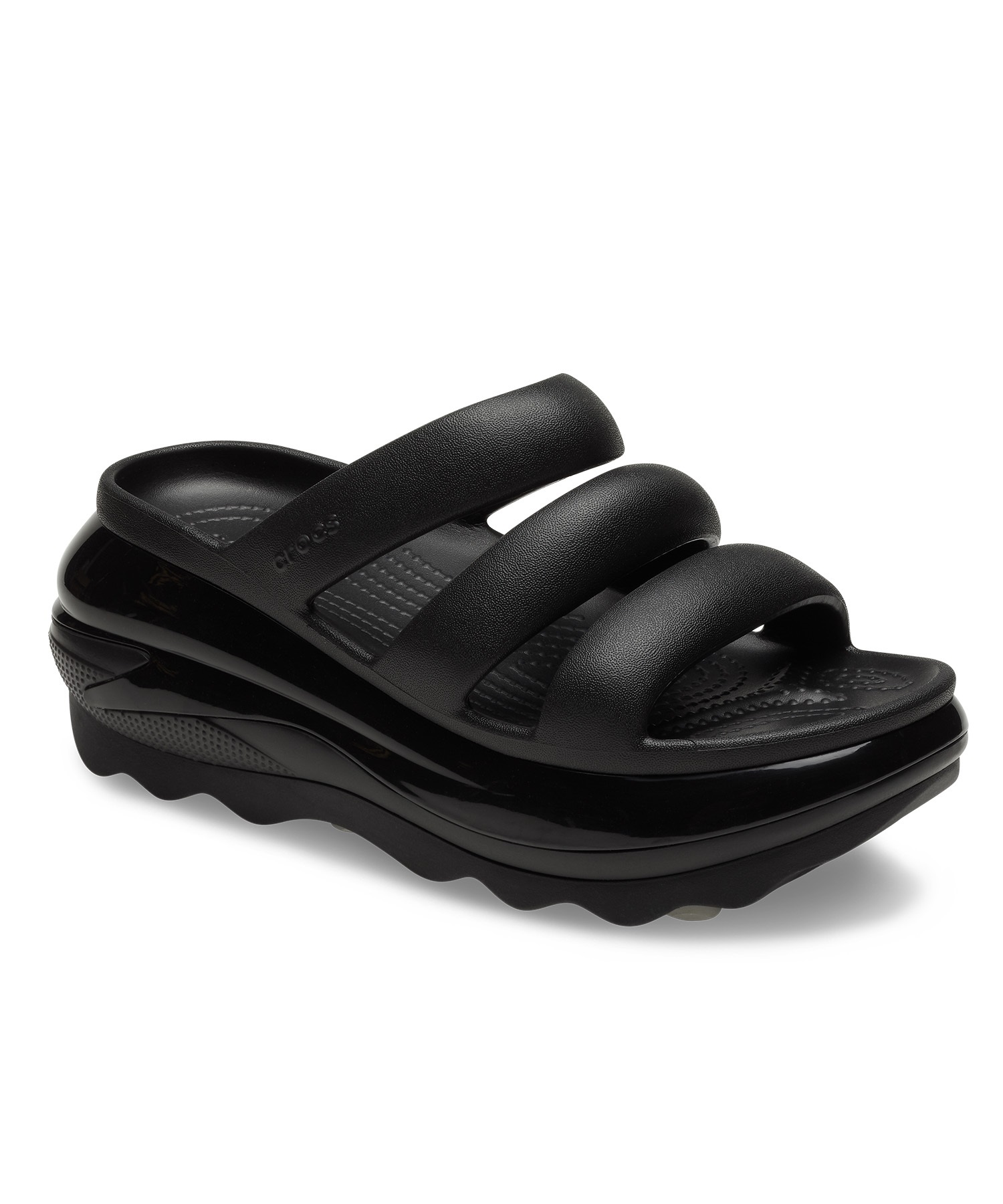 CROCS クロックス MEGA CRUSH TRIPLE STRAP メガ クラッシュ トリプル ストラップ レディース シューズ 厚底 サンダル 209842-001 Black(BLACK-22.0cm)