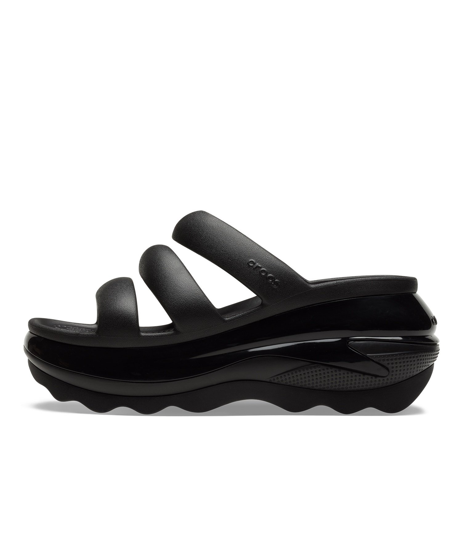 CROCS クロックス MEGA CRUSH TRIPLE STRAP メガ クラッシュ トリプル ストラップ レディース シューズ 厚底 サンダル 209842-001 Black(BLACK-22.0cm)