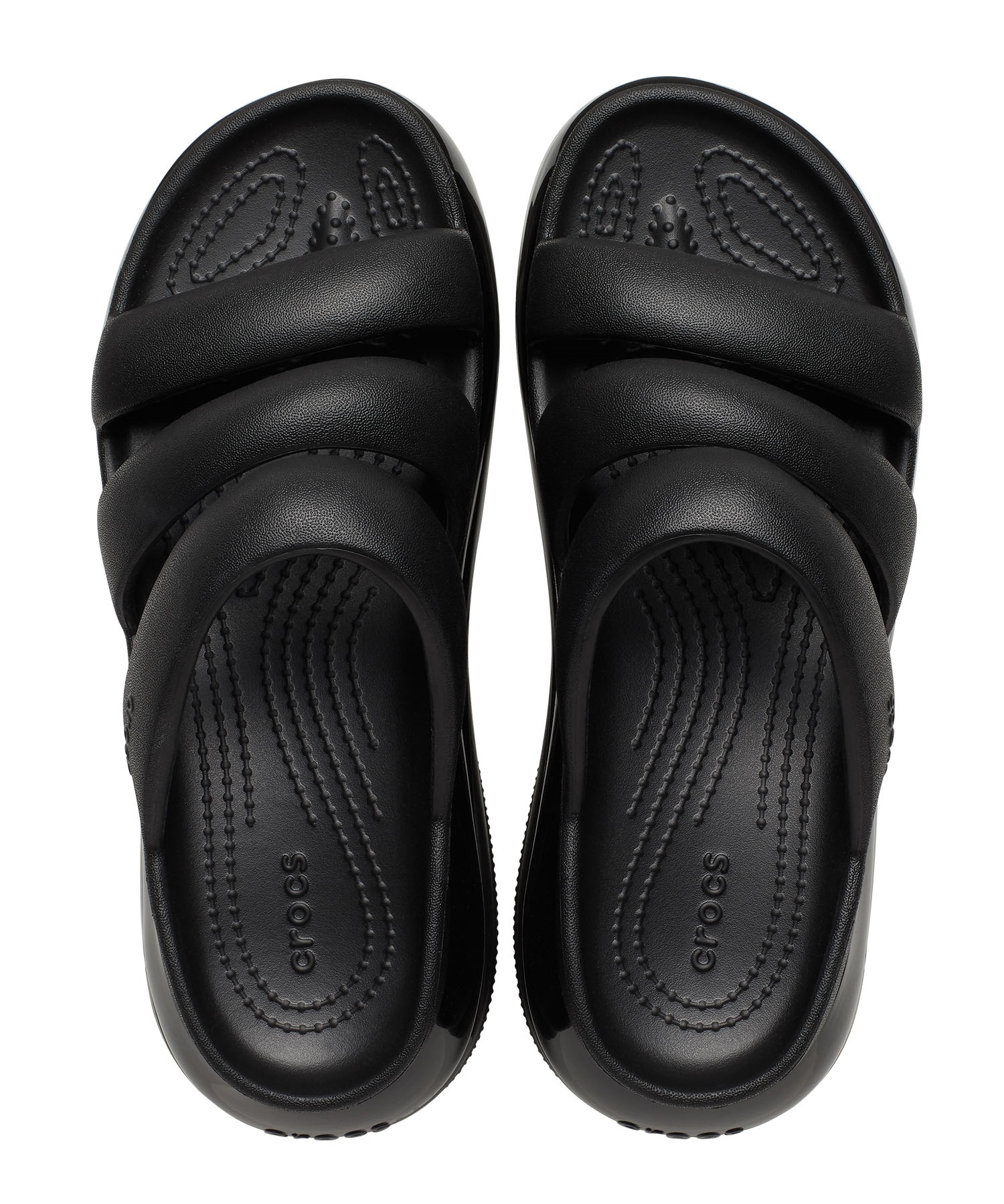 CROCS クロックス MEGA CRUSH TRIPLE STRAP メガ クラッシュ トリプル ストラップ レディース シューズ 厚底 サンダル 209842-001 Black(BLACK-22.0cm)