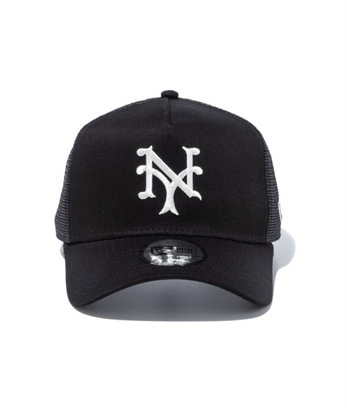 NEW ERA/ニューエラ キャップ 9FORTY A-Frame トラッカー Cooperstown Trucker Cap クーパーズタウン ニューヨーク・ジャイアンツ 13515913(BLK-FREE)