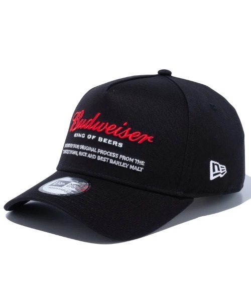 NEW ERA/ニューエラ キャップ 9FORTY A-Frame Budweiser バドワイザー ラベルロゴ ブラック 13534542(BKRD-F)