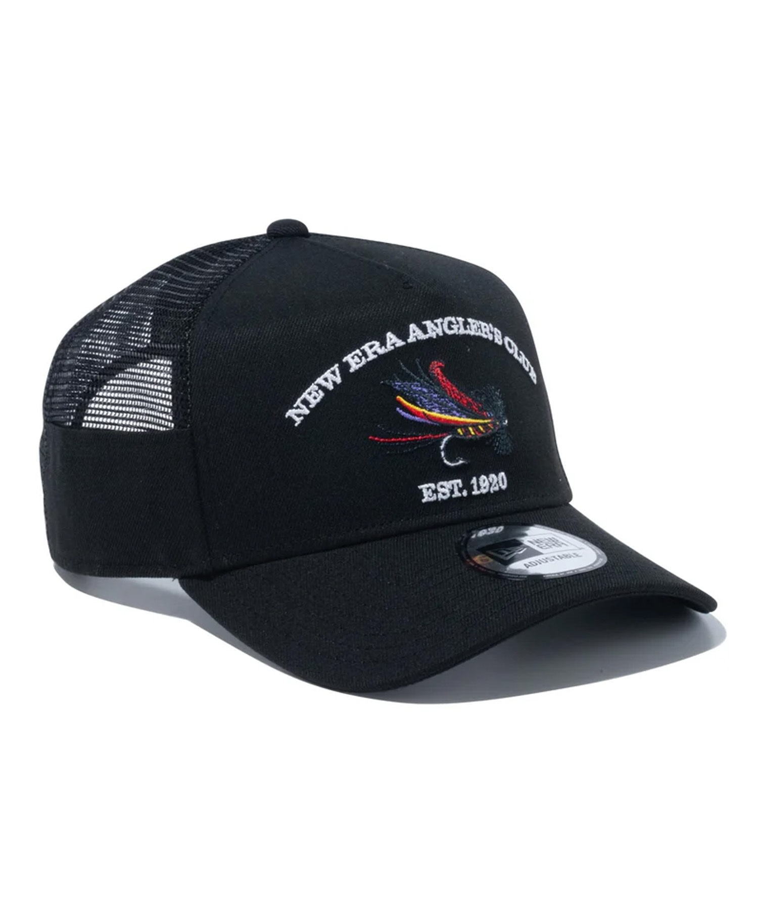 NEW ERA/ニューエラ 9FORTY A-Frame トラッカー New Era Angler's Club フライ ブラック キャップ 帽子 14110110(BLK-FREE)