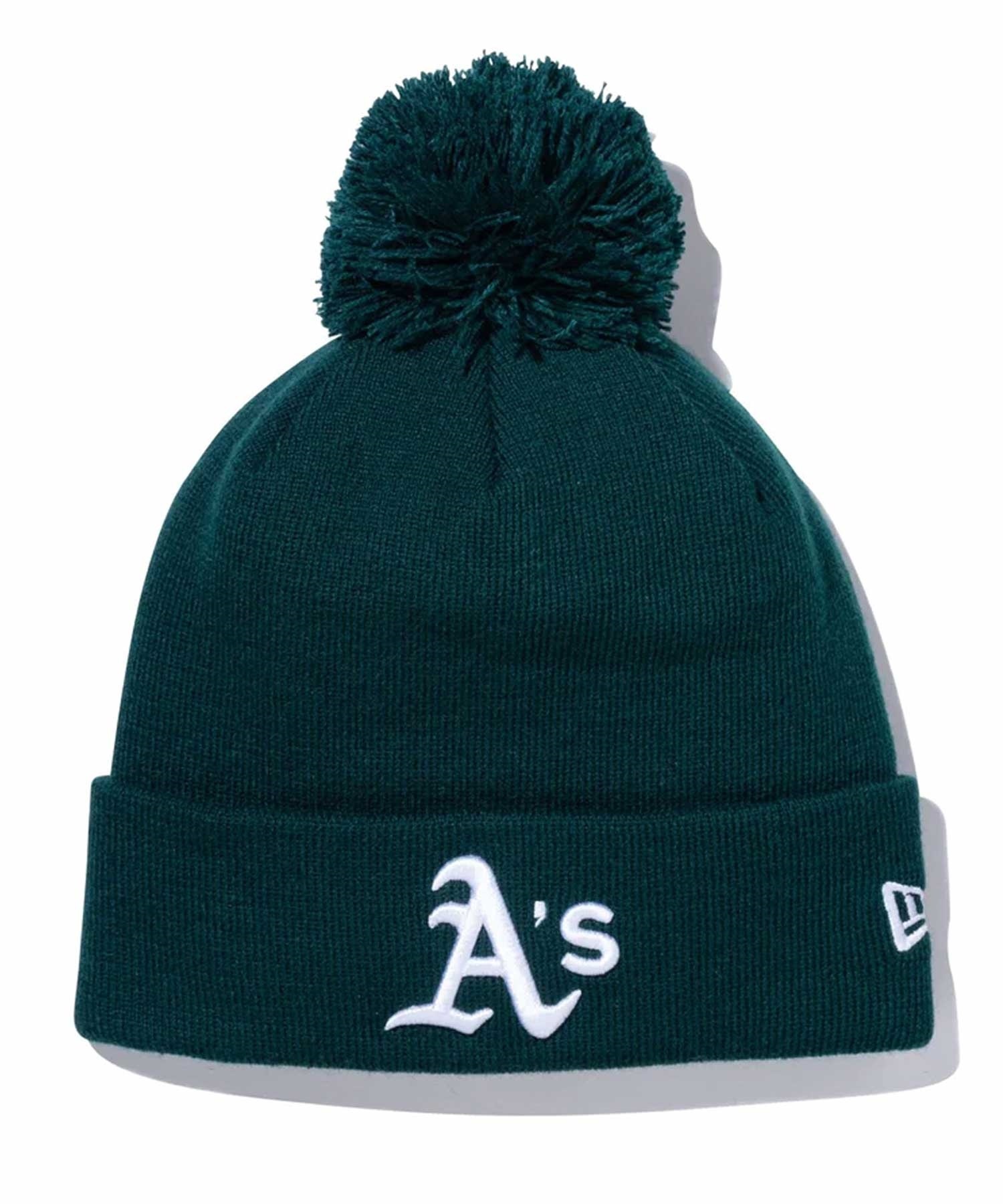 NEW ERA/ニューエラ ビーニー MLB ポンポンニット リブ オークランド・アスレチックス ブリティッシュグリーン POM PON KNIT 13751279(BGRN-FREE)