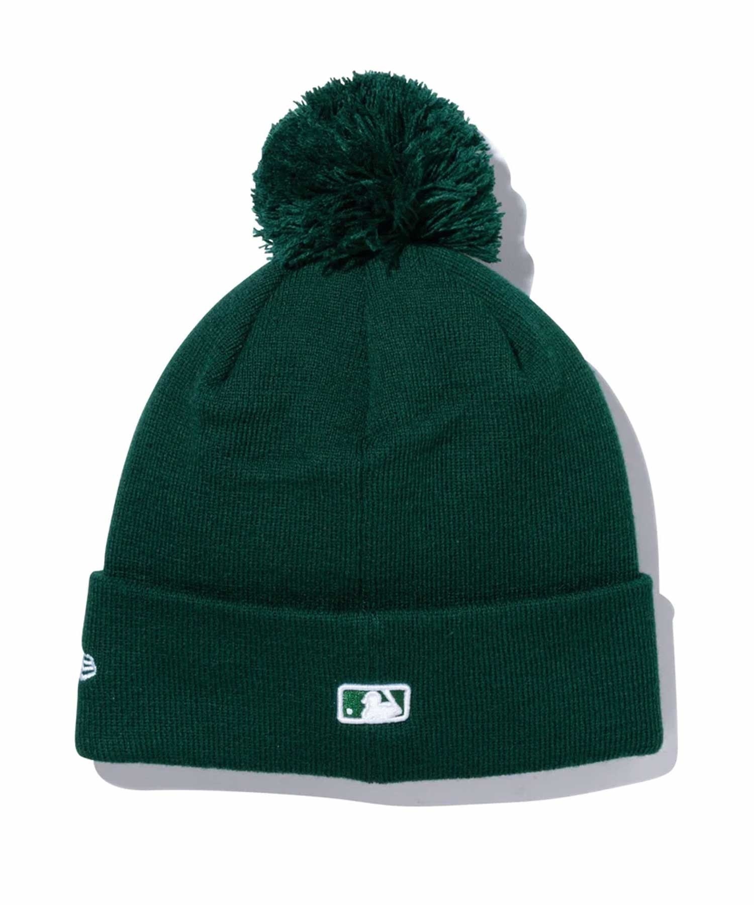 NEW ERA/ニューエラ ビーニー MLB ポンポンニット リブ オークランド・アスレチックス ブリティッシュグリーン POM PON KNIT 13751279(BGRN-FREE)