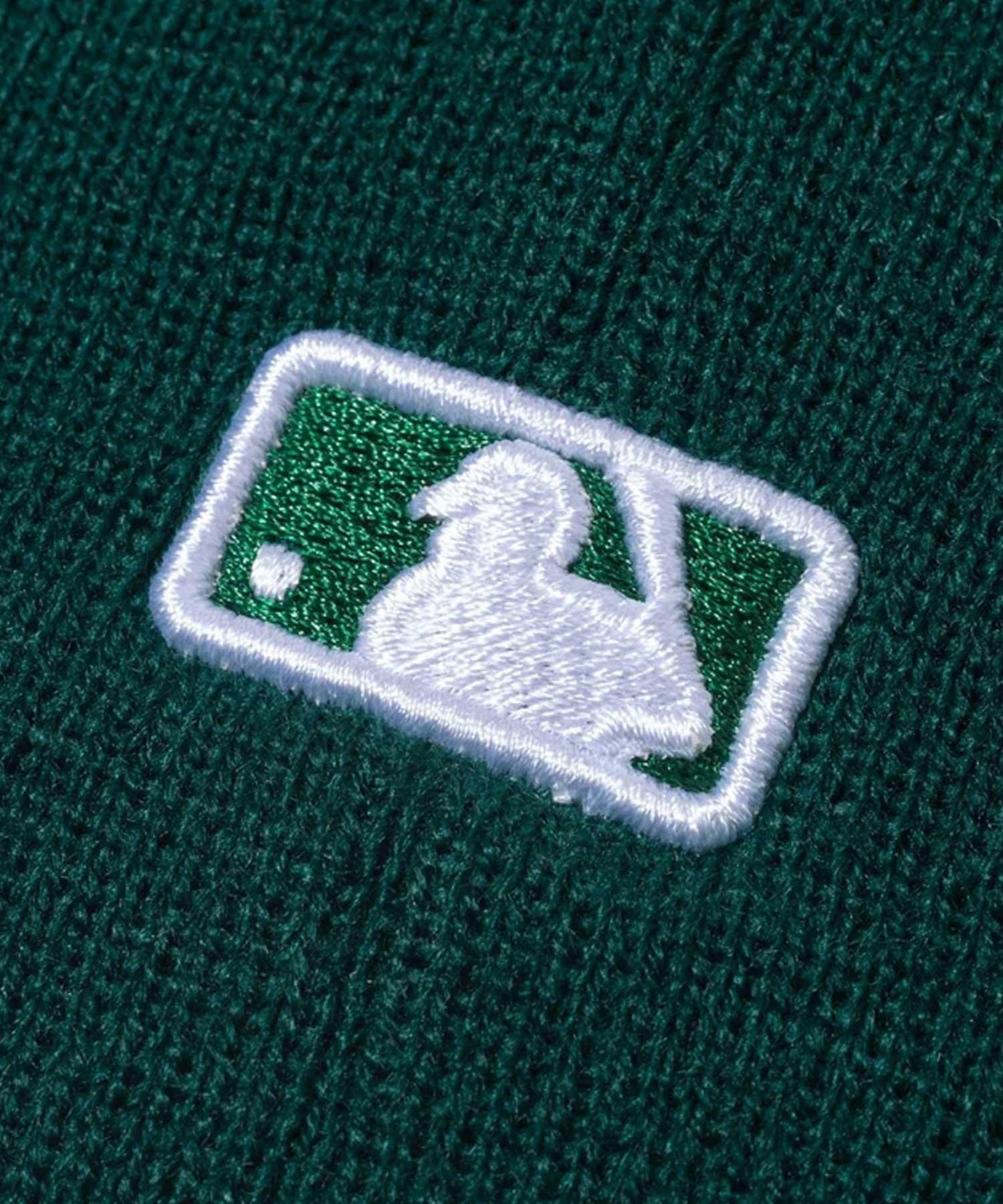 NEW ERA/ニューエラ ビーニー MLB ポンポンニット リブ オークランド・アスレチックス ブリティッシュグリーン POM PON KNIT 13751279(BGRN-FREE)