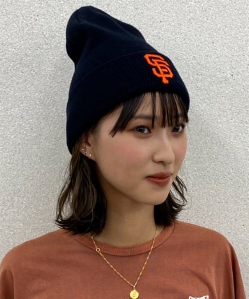 NEW ERA/ニューエラ ビーニー ダブルＣ.BASIC CUFF サンフランシスコ・ジャイアンツ ニット帽 13542583(BLK-F)