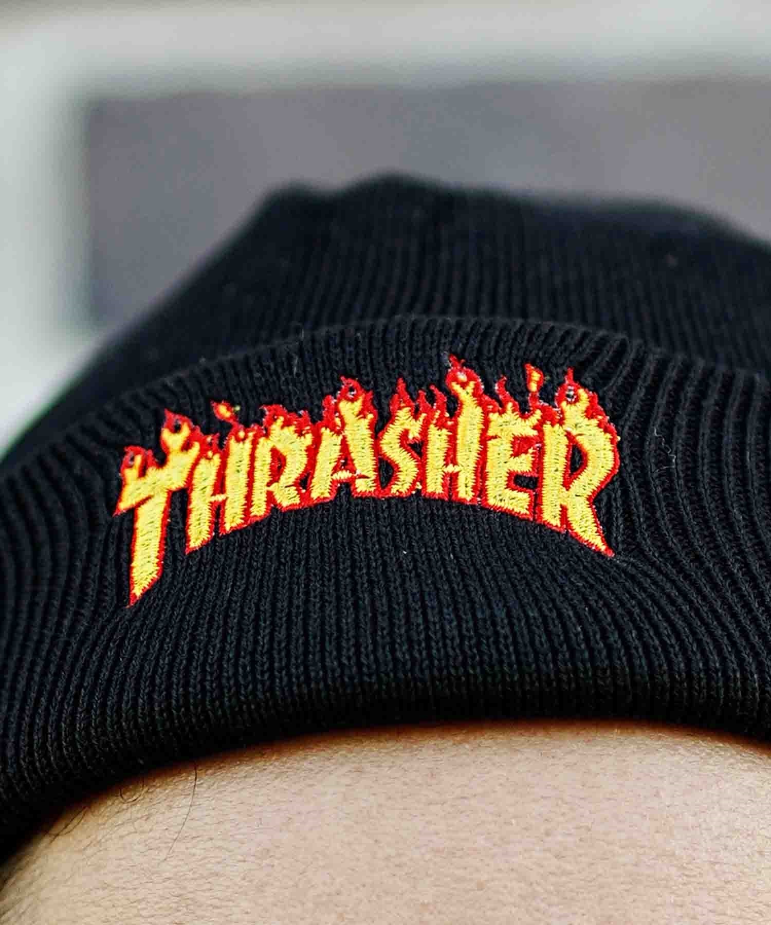 THRASHER/スラッシャー ビーニー ニット帽 ダブル2WAY コットンビーニー 23TH-N03(BK/YE-F)