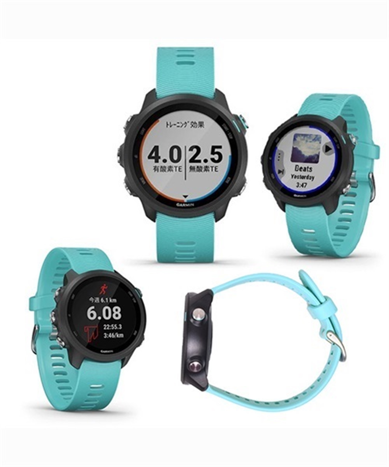 GARMIN ガーミン ForeAthlete 245 Music 時計 010-02120-72 GPSウォッチ ランニング スポーツ アウトドア JJ G15(72MusicBlackAqua-F)