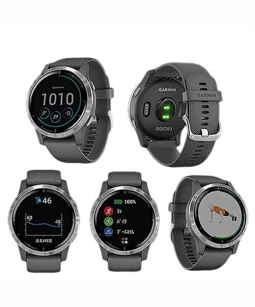 GARMIN ガーミン vivoactive 4 010-02174-07 時計 GPS スマートウォッチ JJ K3(07ShadowGraySilver-F)