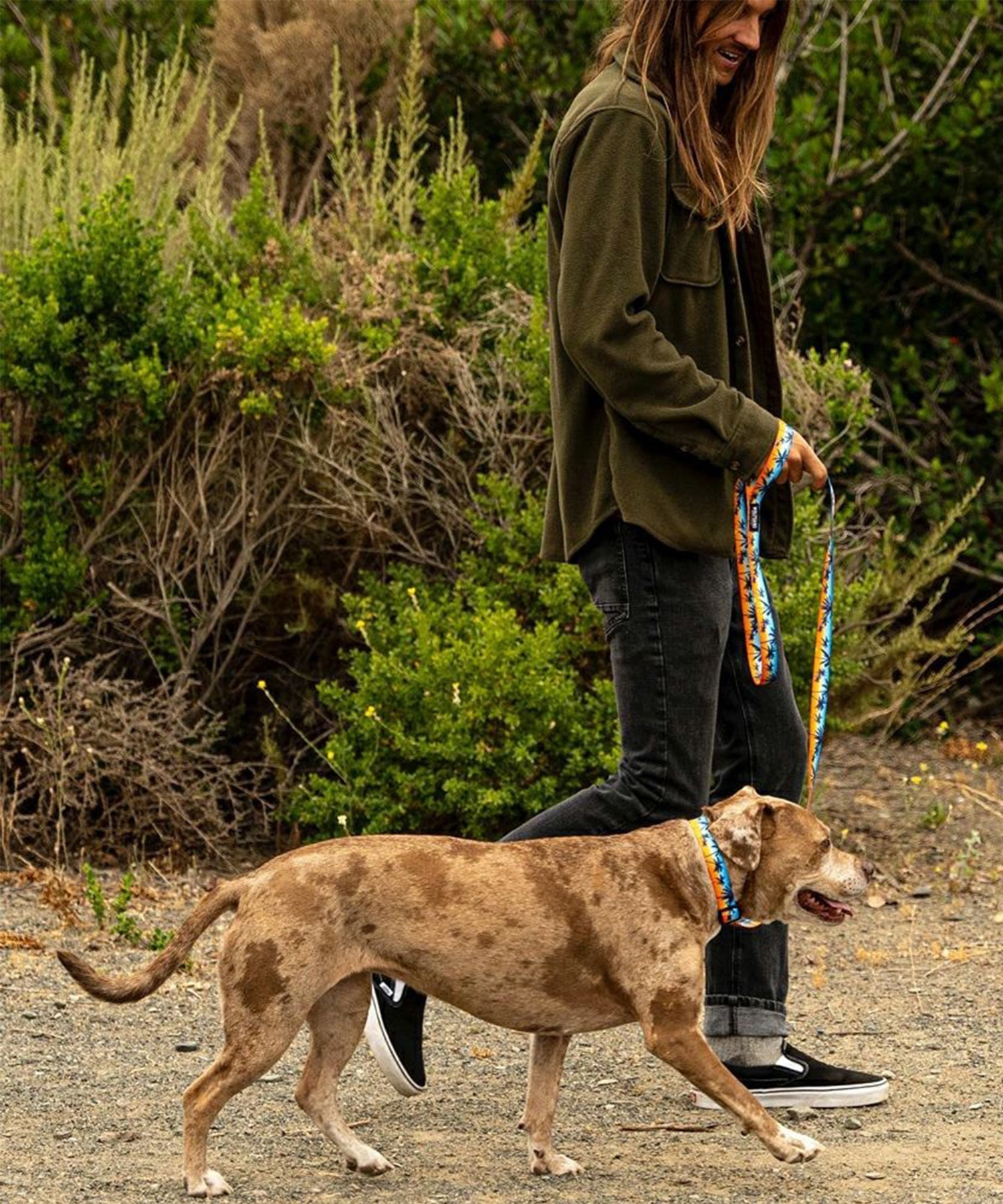 WOLFGANG ウルフギャング 犬用 リード SunsetPalms Leash Sサイズ 小型犬用 サンセットパームス リーシュ ブルー×オレンジ WL-001-86(BL-S)