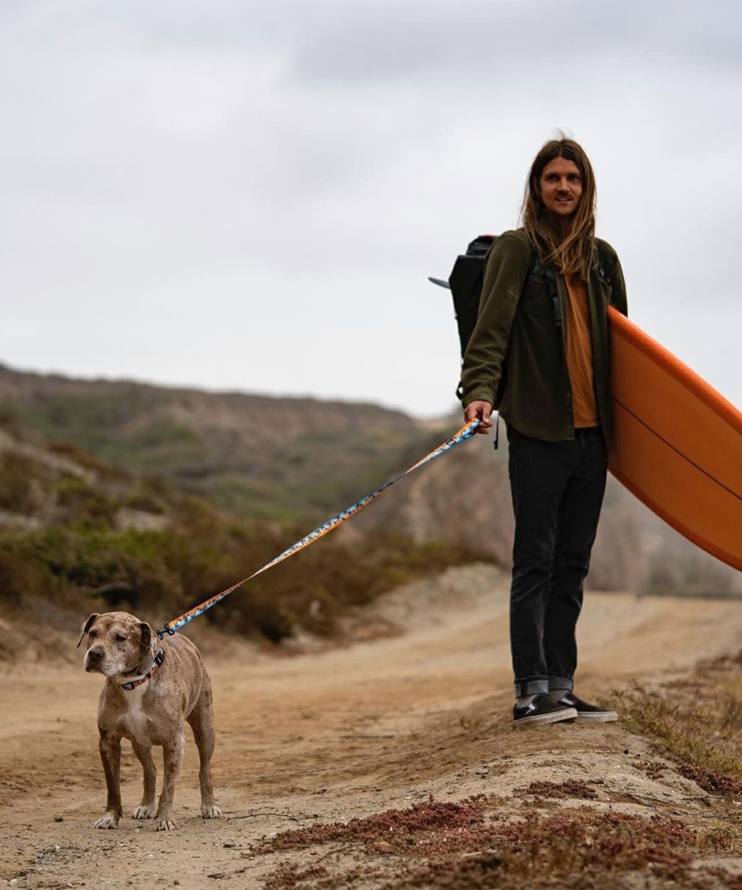 WOLFGANG ウルフギャング 犬用 リード SunsetPalms Leash Sサイズ 小型犬用 サンセットパームス リーシュ ブルー×オレンジ WL-001-86(BL-S)