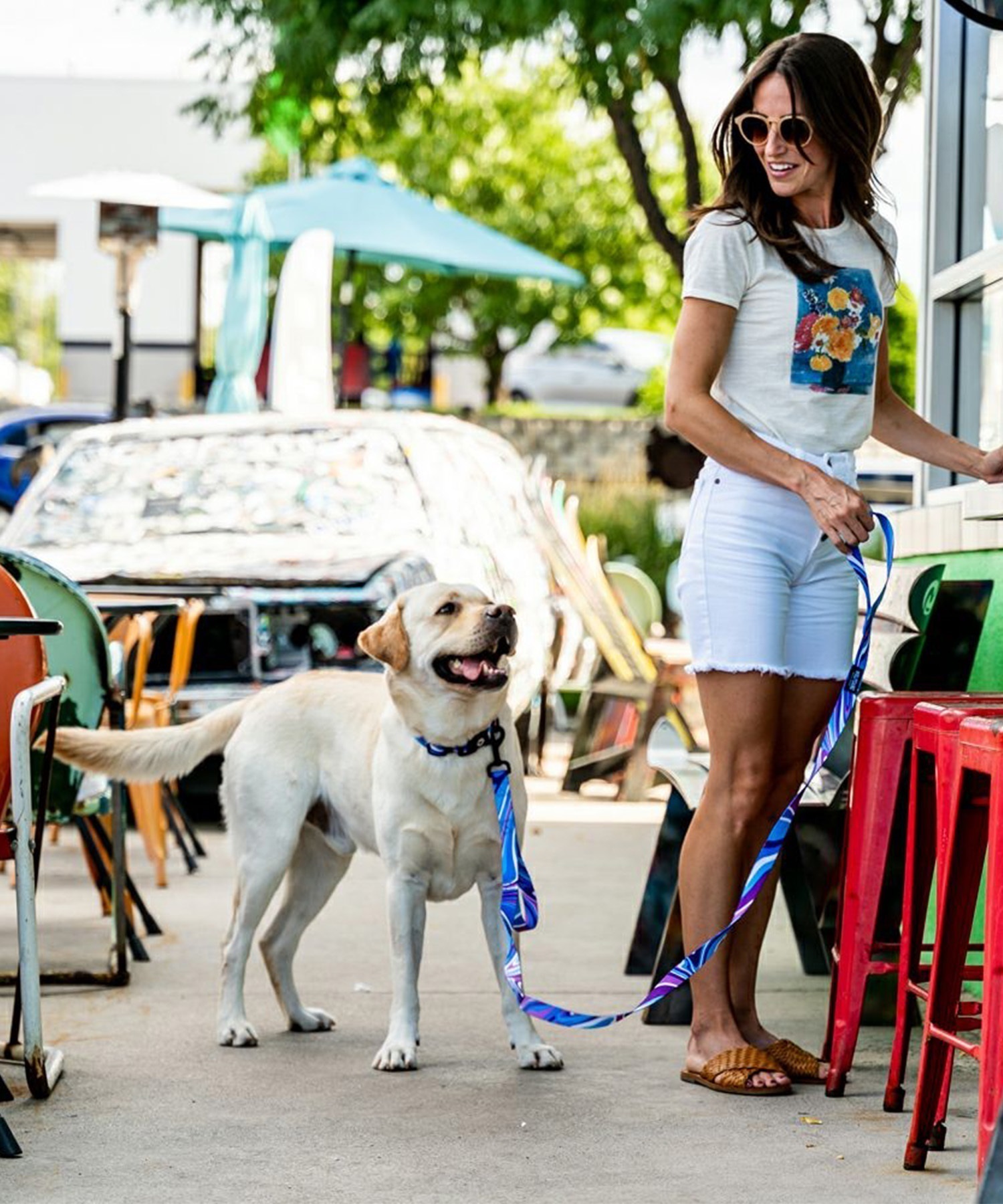 WOLFGANG ウルフギャング 犬用 リード MarbleWave Leash Lサイズ 中型犬用 大型犬用 マーブルウェイブ リーシュ ブルー系 WL-003-102(PU-L)