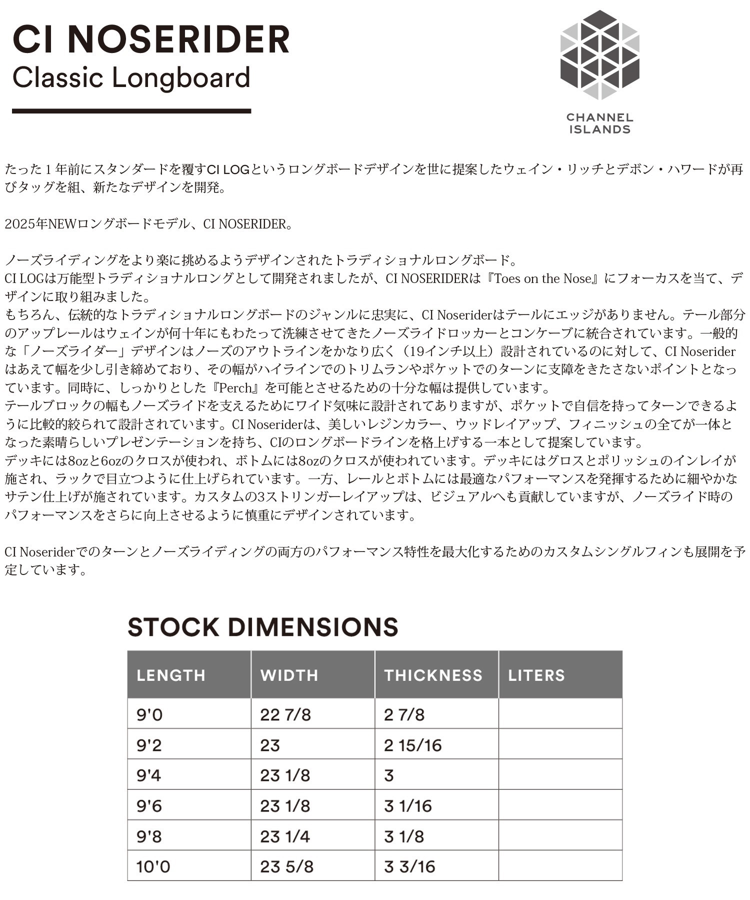 CHANNEL ISLANDS チャネルアイランズ CI NOSERIDER SPECIAL EDITION