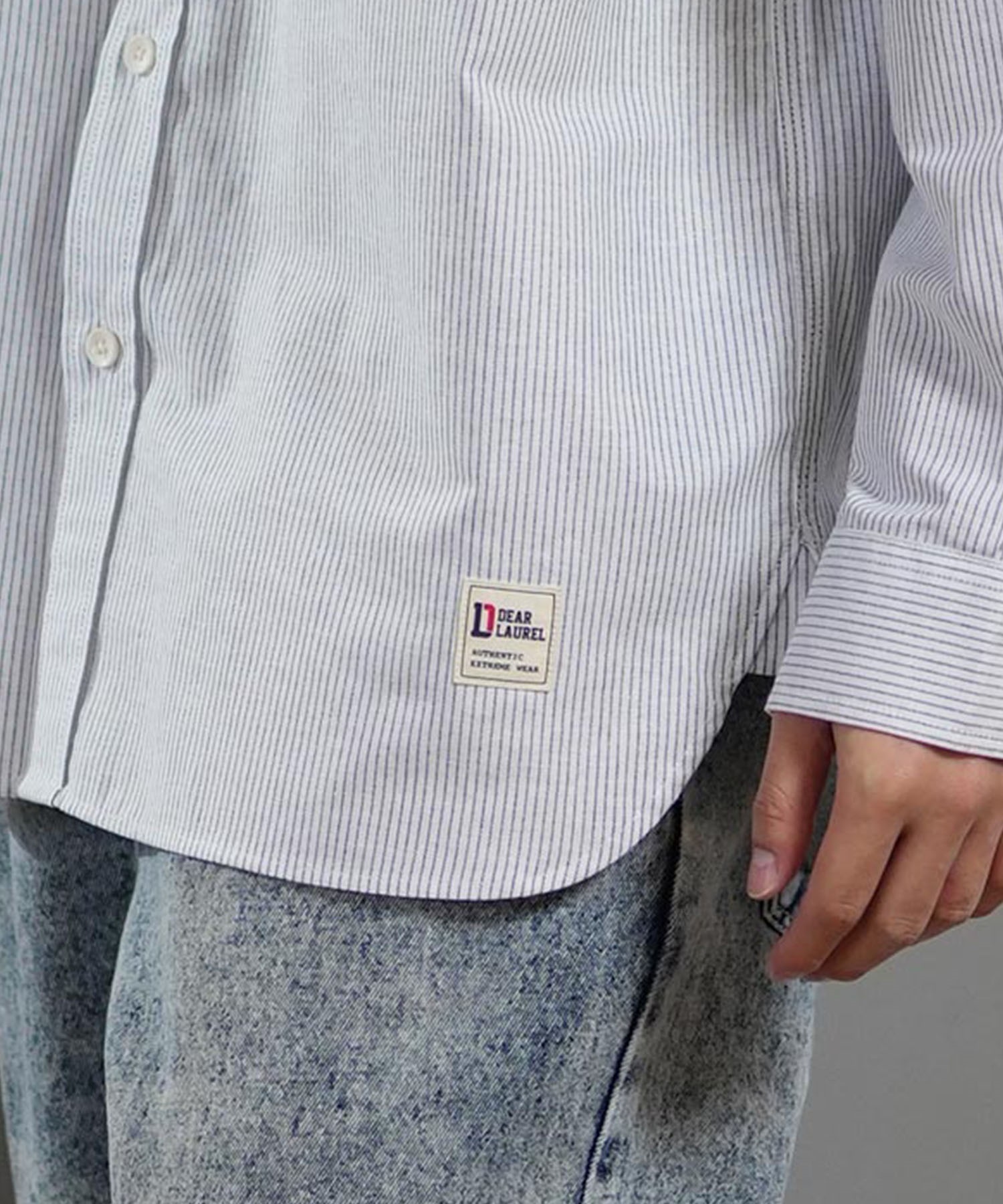 DEAR LAUREL ディアローレル 長袖 シャツ メンズ シンプル D25S2202(NVY-M)
