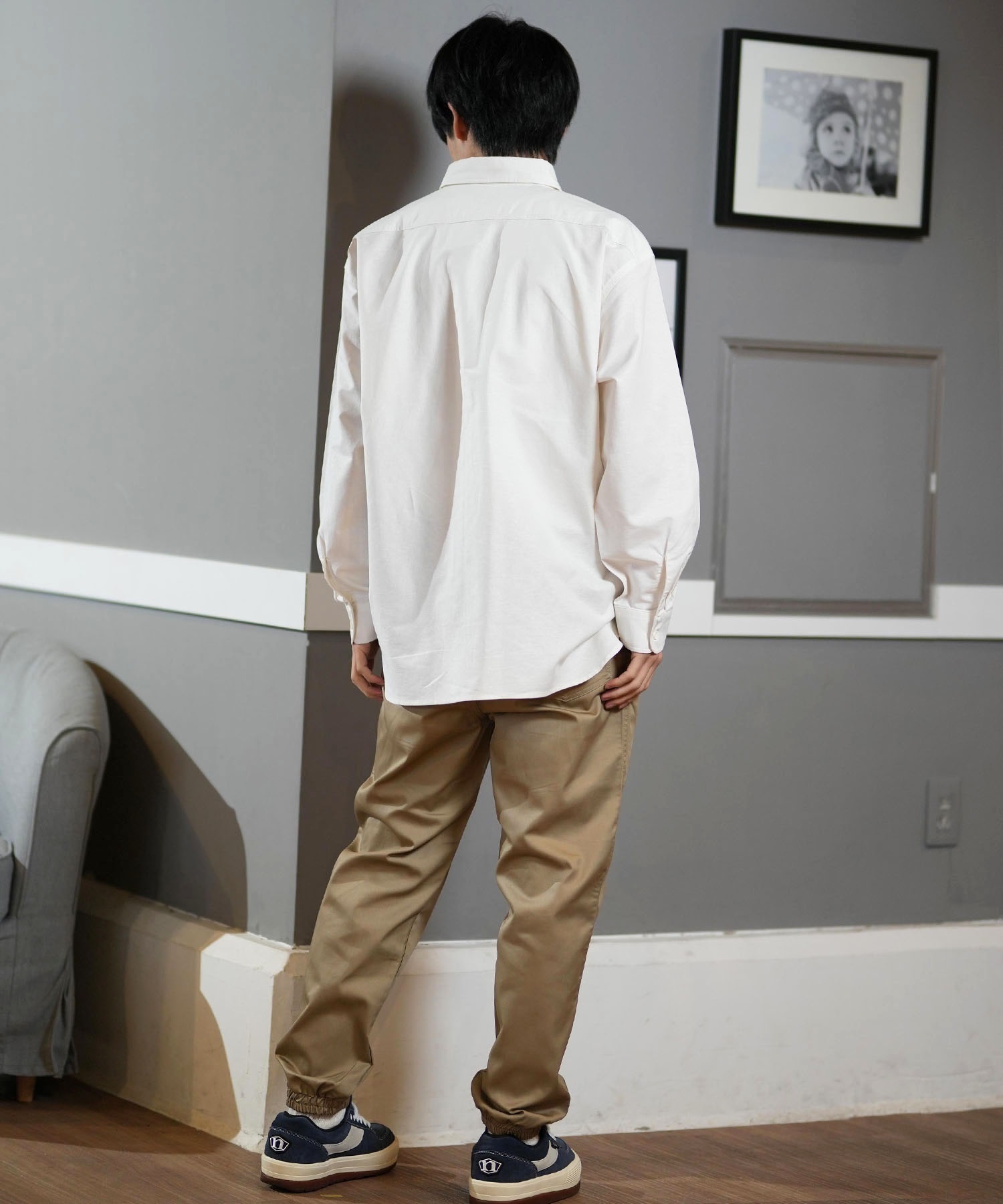 DEAR LAUREL ディアローレル 長袖 シャツ メンズ シンプル D25S2202(NVY-M)