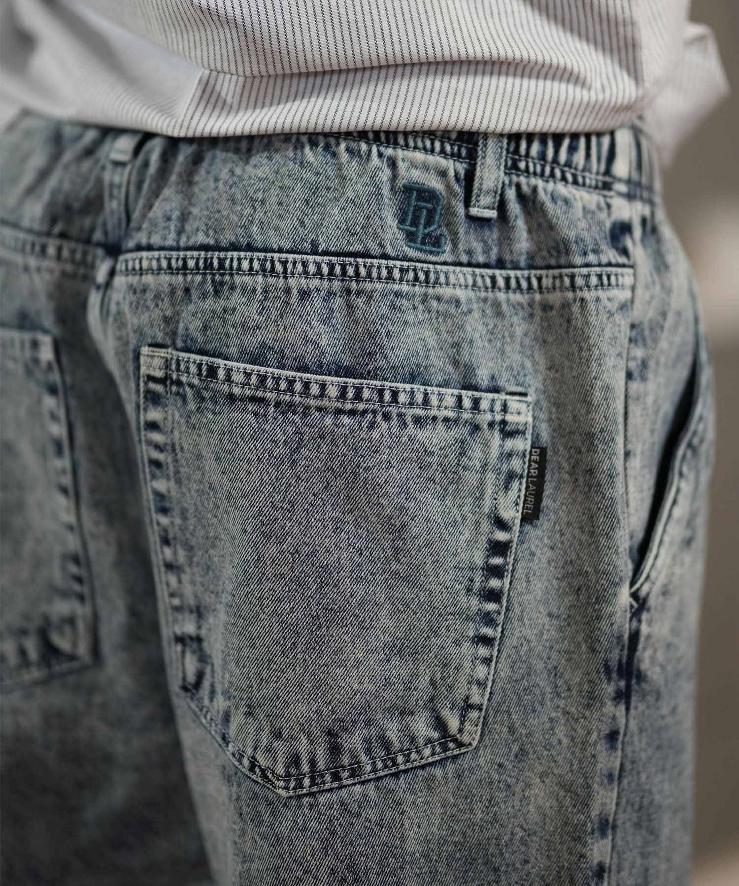 DEAR LAUREL ディアローレル ロングパンツ メンズ デニム イージーパンツ シンプル D25S3101(BLK-M)