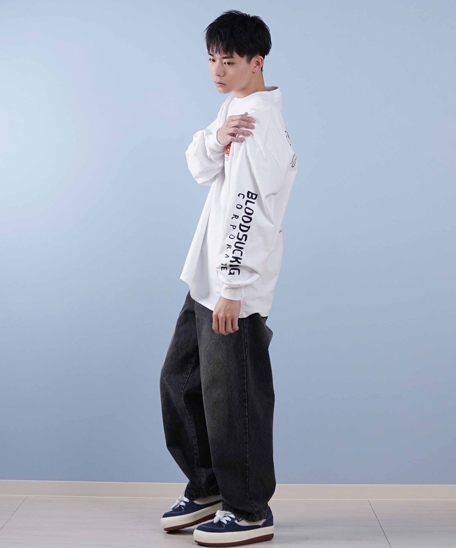 TOY MACHINE トイマシーン 長袖 Tシャツ メンズ ビックシルエット バックプリント ムラサキスポーツ限定 MTMPFLT1(BLACK-M)