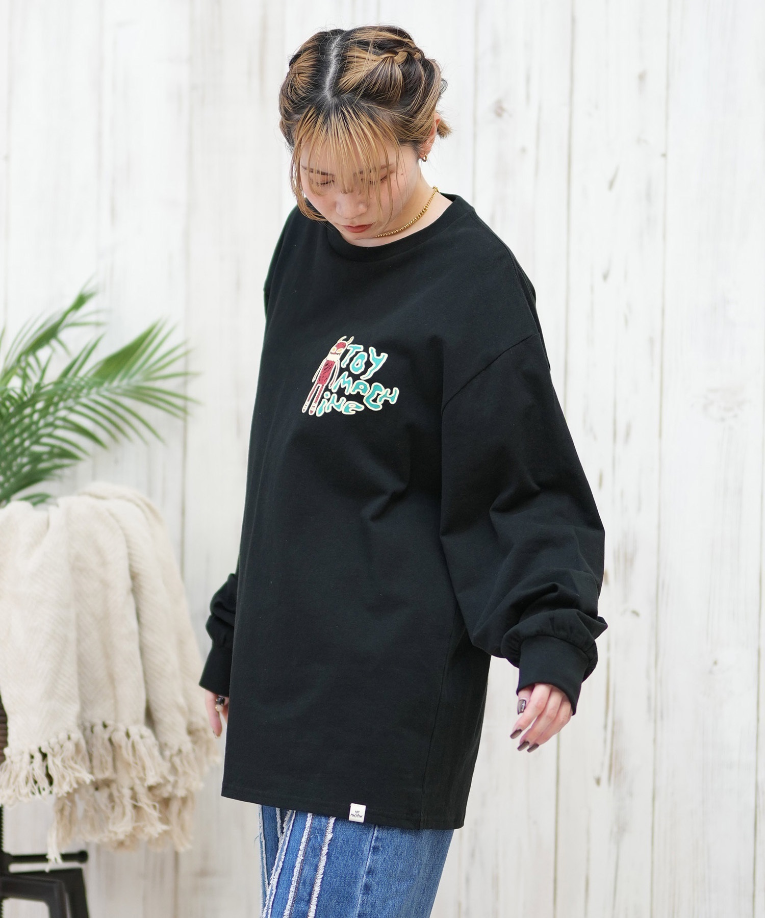 TOY MACHINE トイマシーン 長袖 Tシャツ レディース ロンT オーバーサイズ バックプリント MTMPFLT9 ムラサキスポーツ限定(WHITE-M)