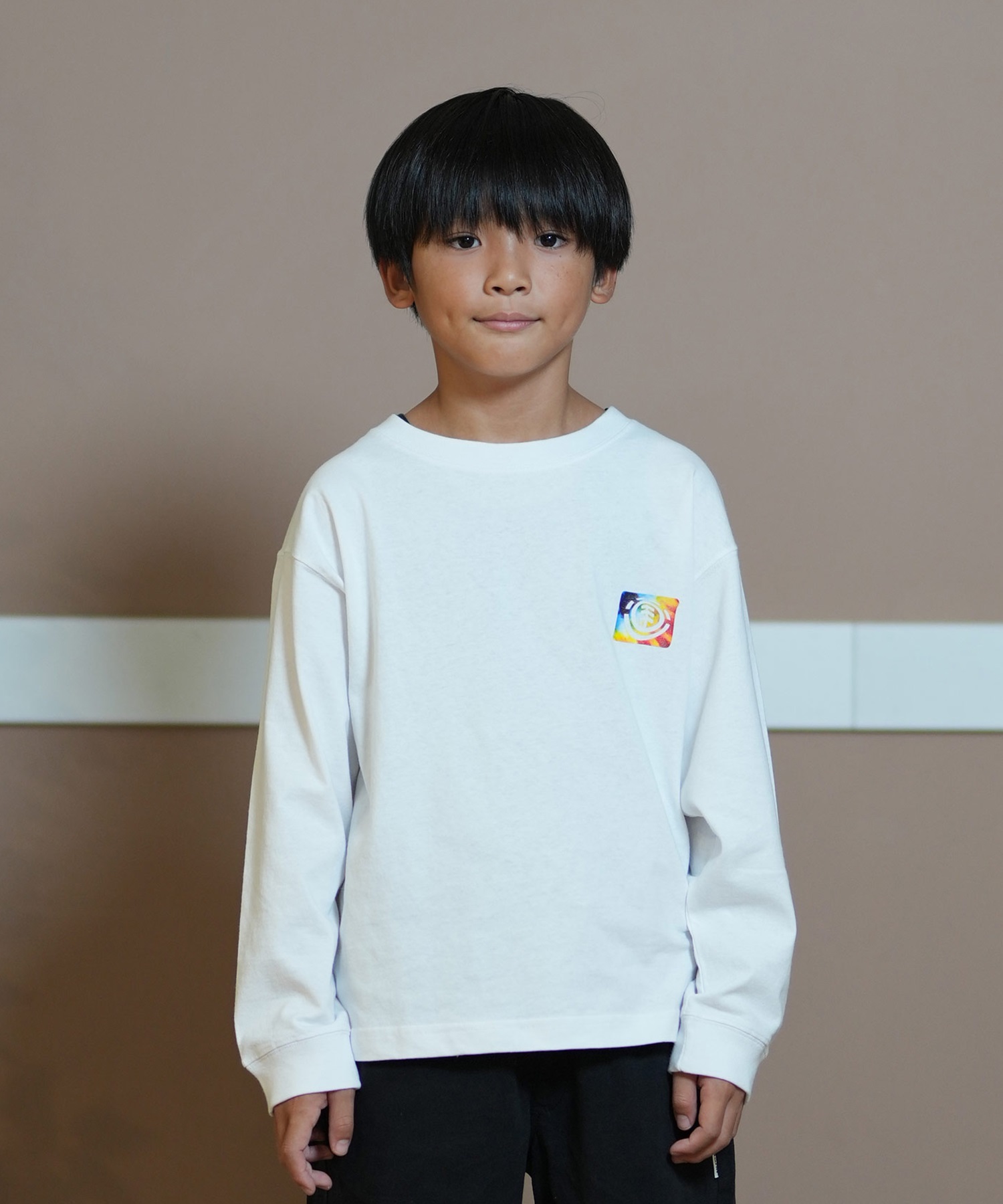 ELEMENT エレメント Tシャツ キッズ 長袖 ロンT タイダイ バックプリント BE026-061(WHT-130cm)