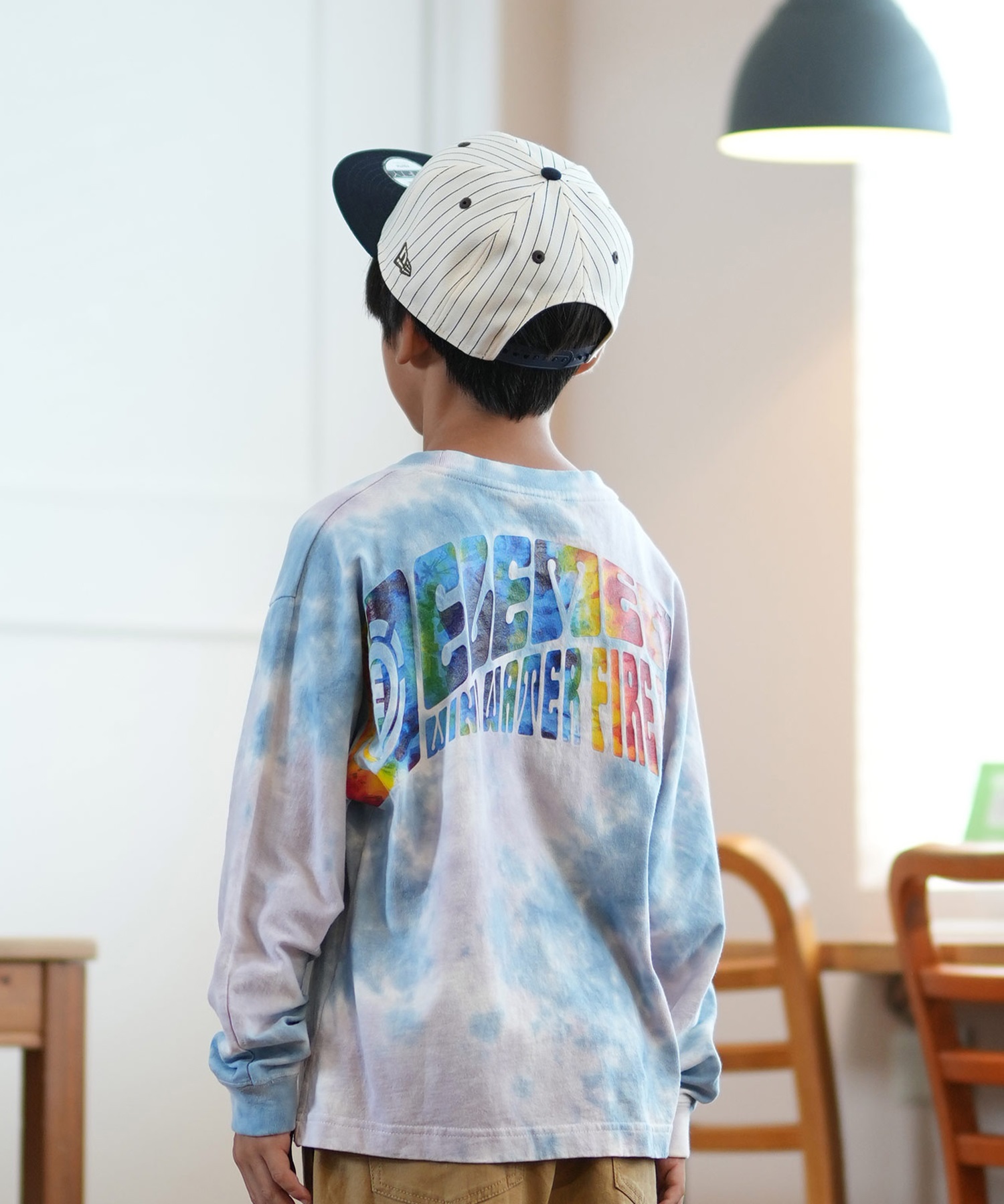 ELEMENT エレメント Tシャツ キッズ 長袖 ロンT タイダイ バックプリント BE026-061(WHT-130cm)